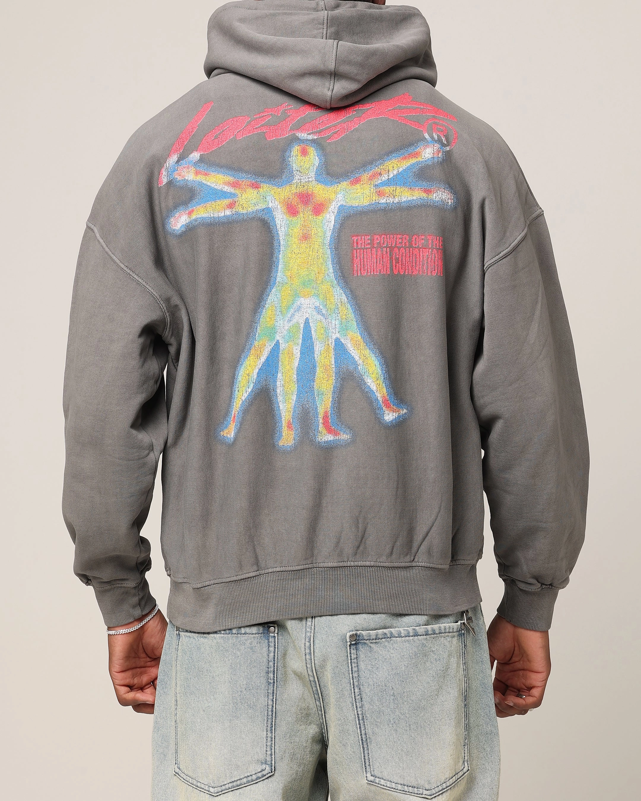 Loiter Human Condition Hoodie Washed Charcoal Condition