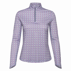 Callaway Geo Printed Sun Protection Golf Pullover Flint Stone - SP25 Women HeatReflectiveLining