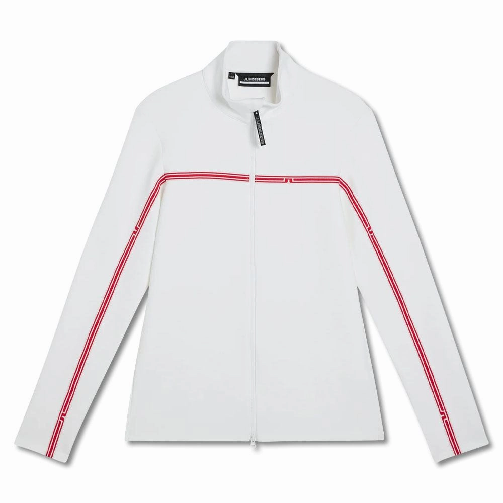 J.Lindeberg Dallas Mid Layer Golf Pullover White - FW23 Men Convertible 2 In 1 Function Reversible Layer