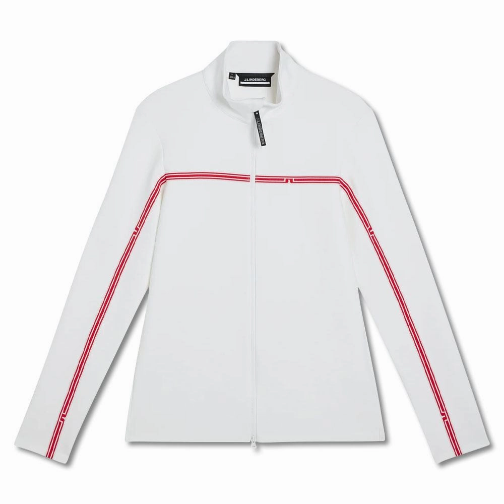 DoubleLayeredHem J.Lindeberg Dallas Mid Layer Golf Pullover White - FW23 Men