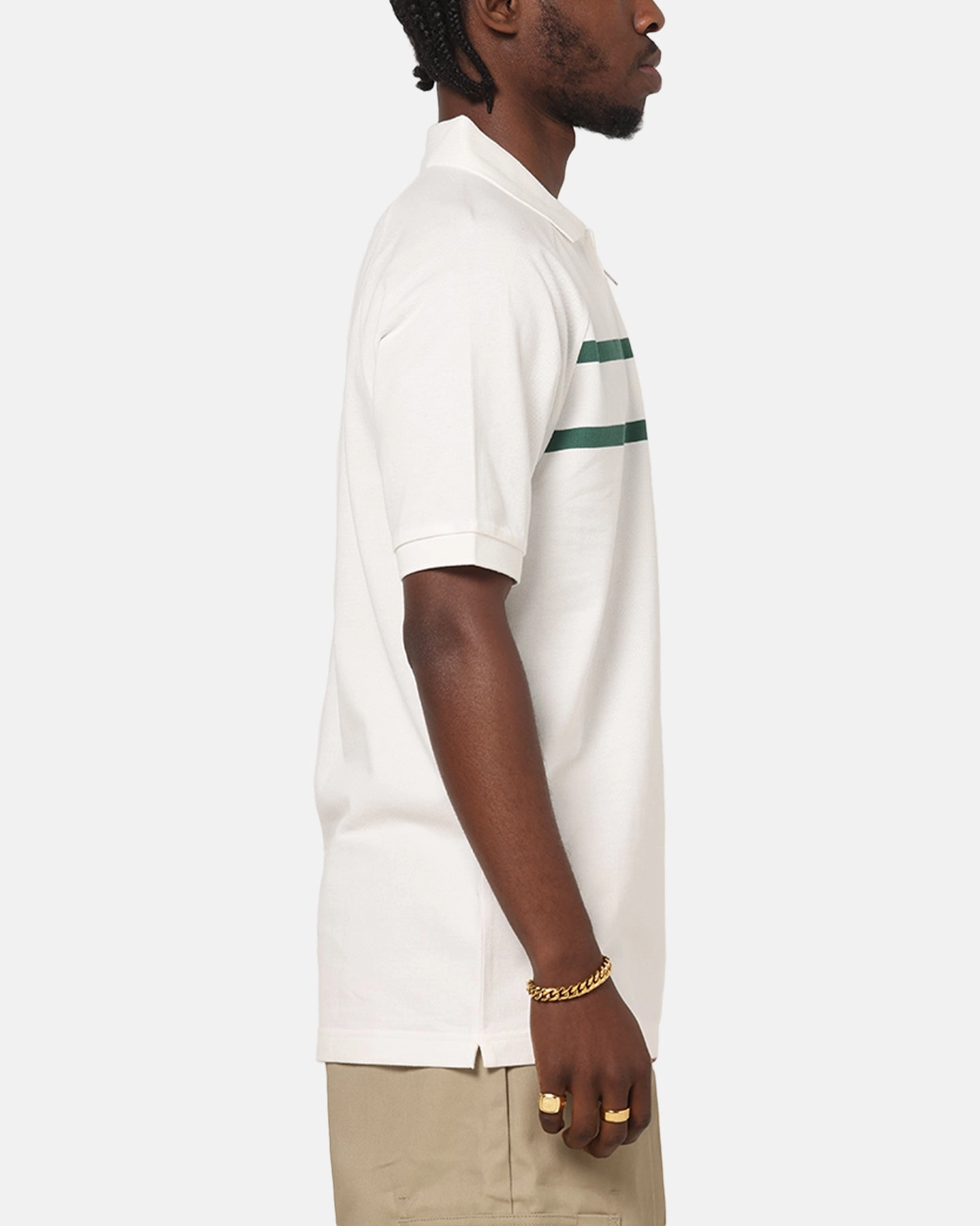 Tagless Neck Label Fred Perry Crepe Pique Zip Neck Polo Shirt Snow White
