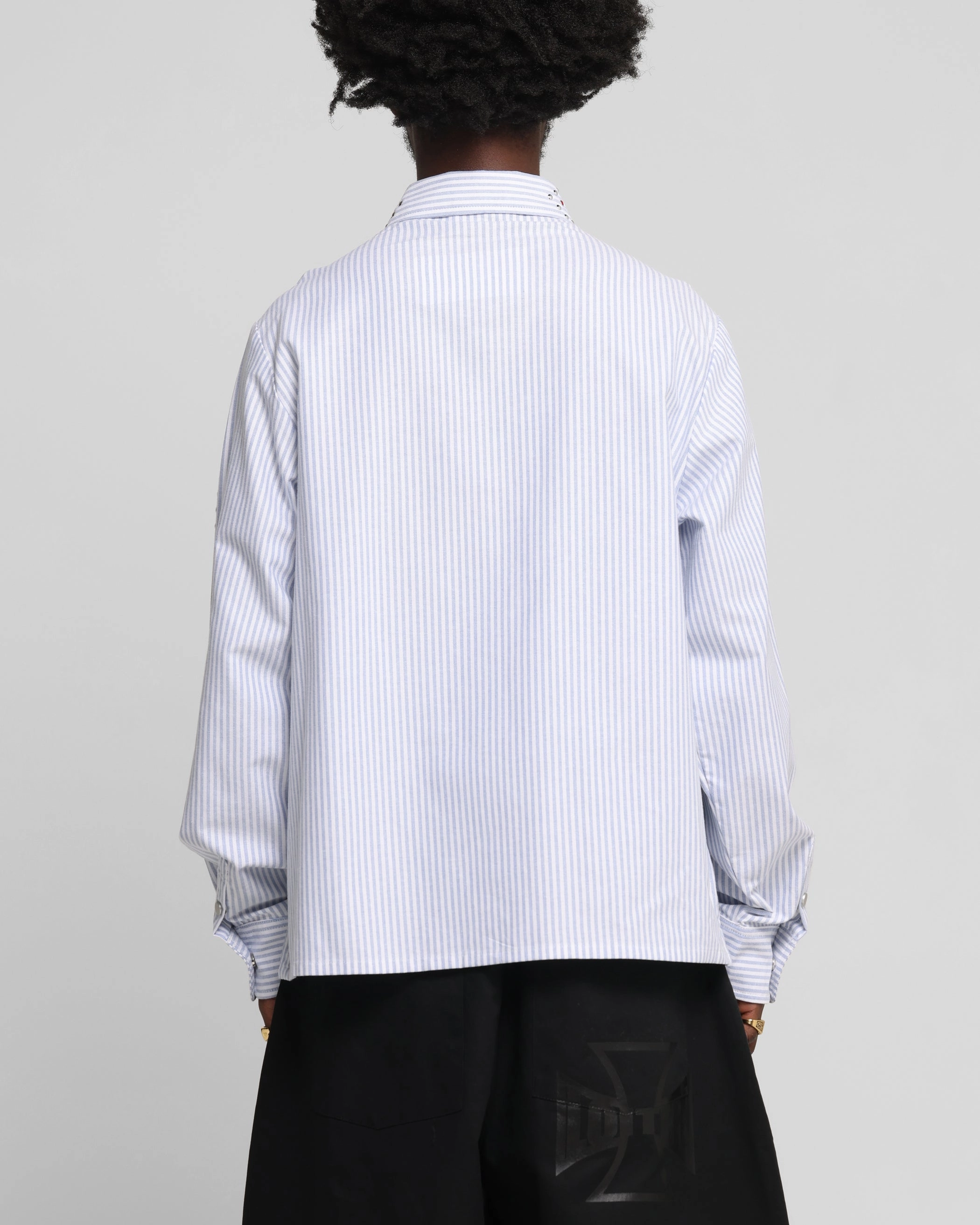 Loiter Western Long Sleeve Button Up Shirt Blue/White Summer Fashion Unisex Design