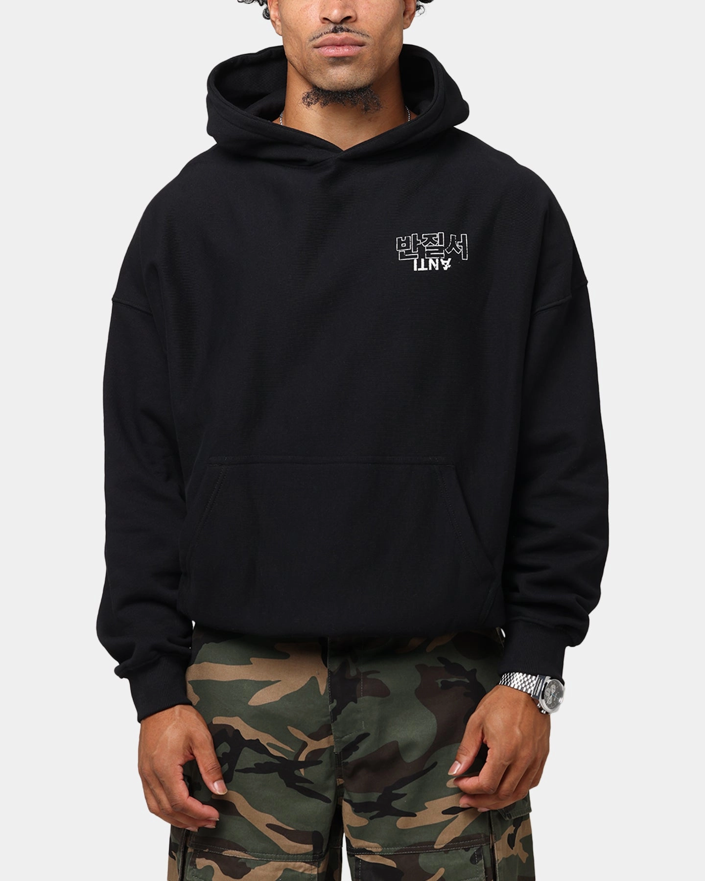 The Anti Order Agma Boxy Hoodie Black Dual Layer Ventilation