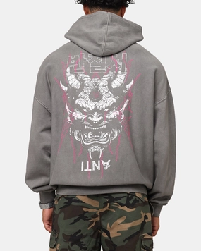 Articulated Sleeve Cut The Anti Order Agma Boxy Hoodie Washed Charcoal