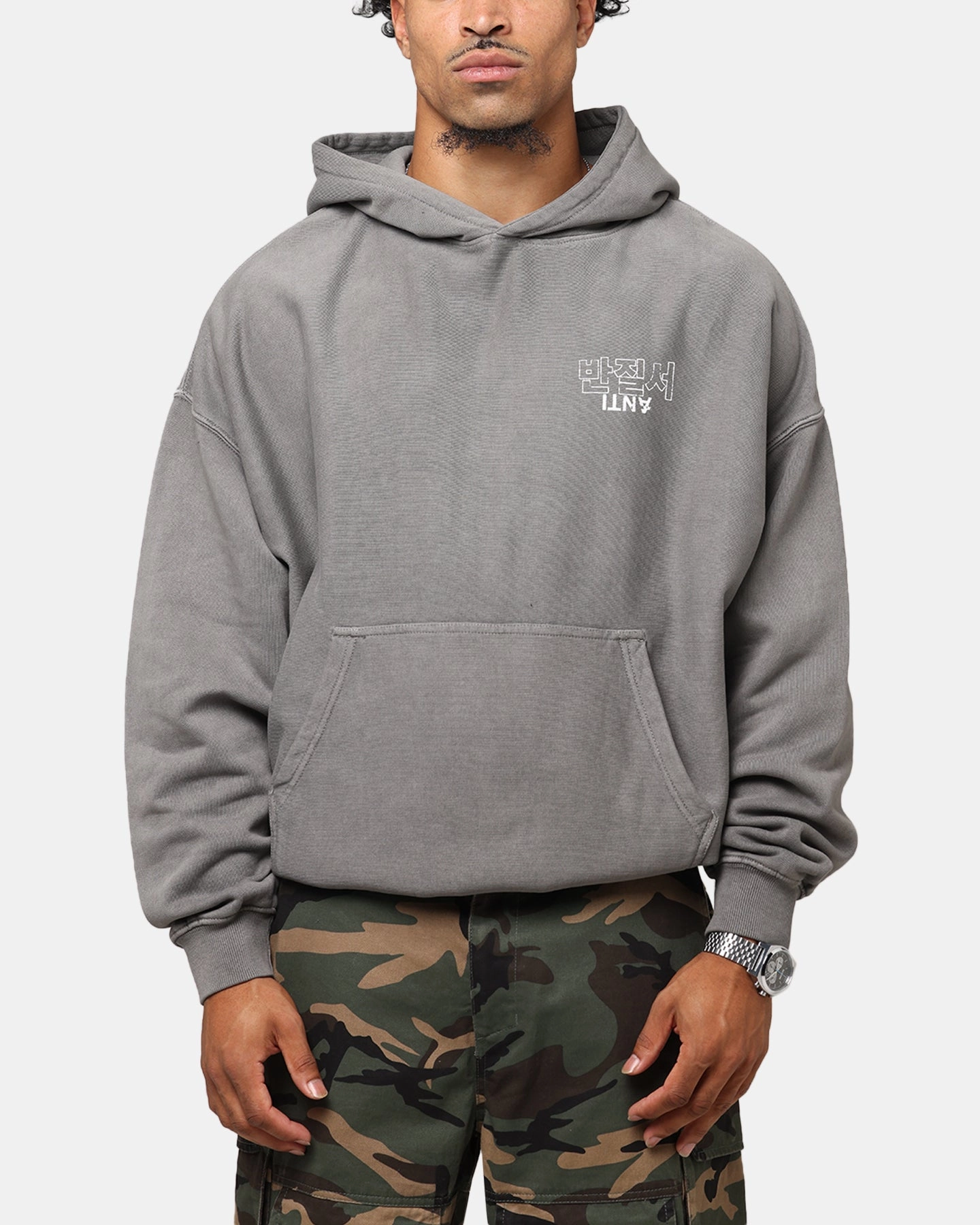 Flex Stretch Material The Anti Order Agma Boxy Hoodie Washed Charcoal