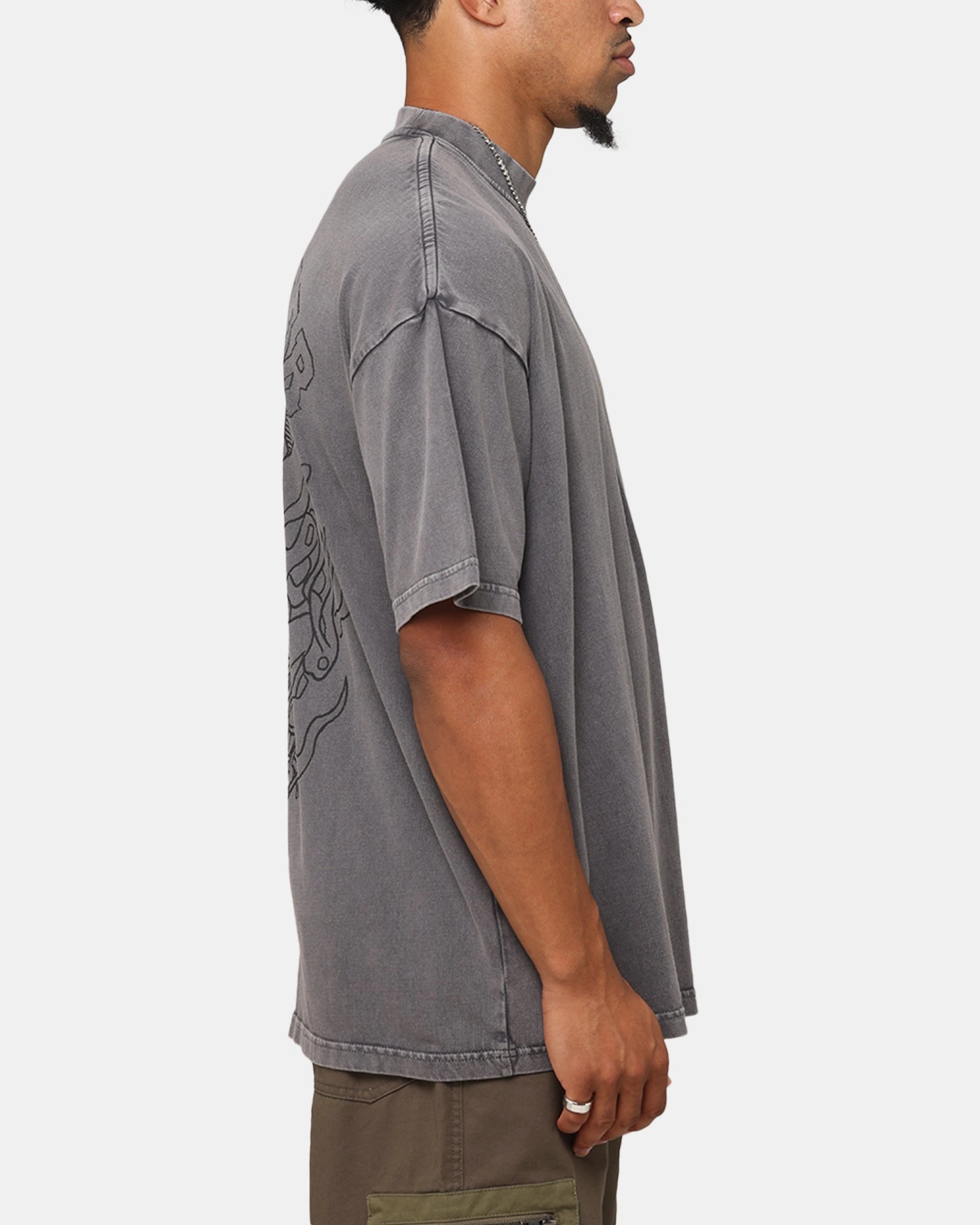 The Anti Order Akuma Mock Neck T-Shirt Washed Charcoal Textured Surface Movie Night