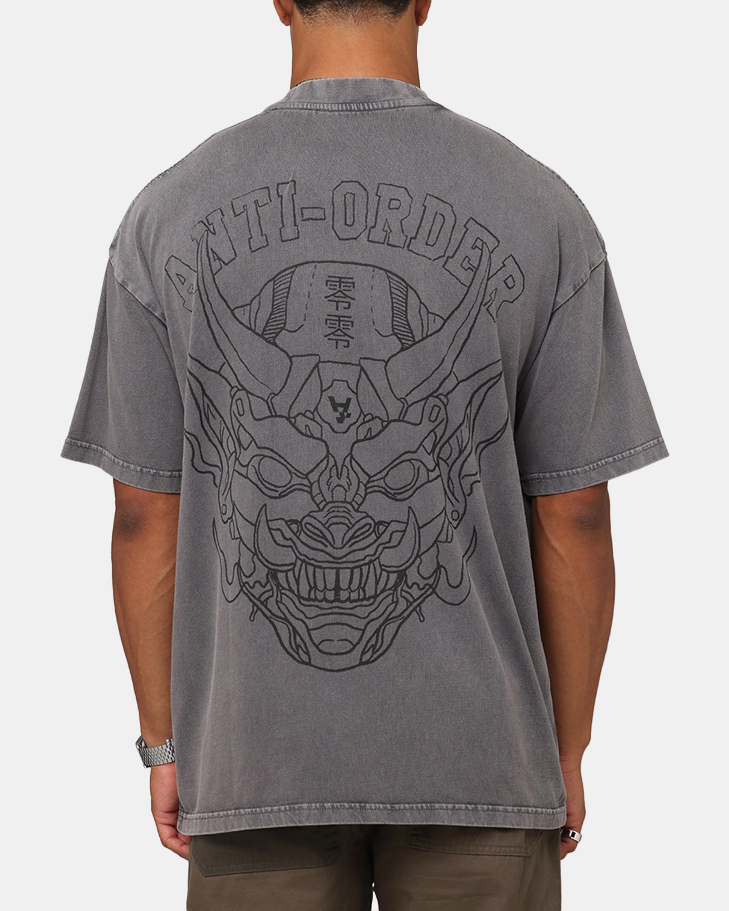 The Anti Order Akuma Mock Neck T-Shirt Washed Charcoal EcoFriendlyMaterial