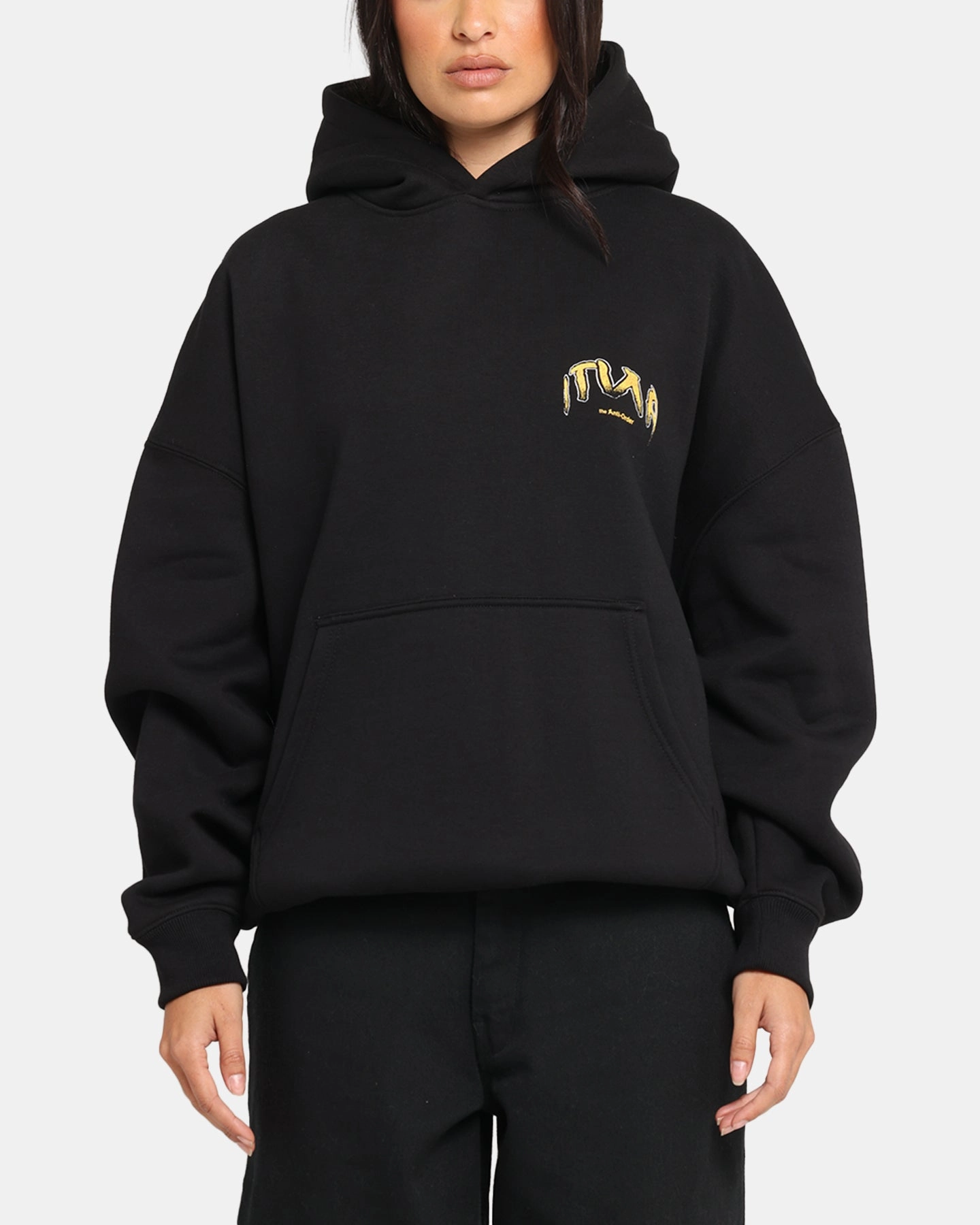 Trendy Protection Necklace The Anti Order Anti Collegate Boxy Hoodie Black