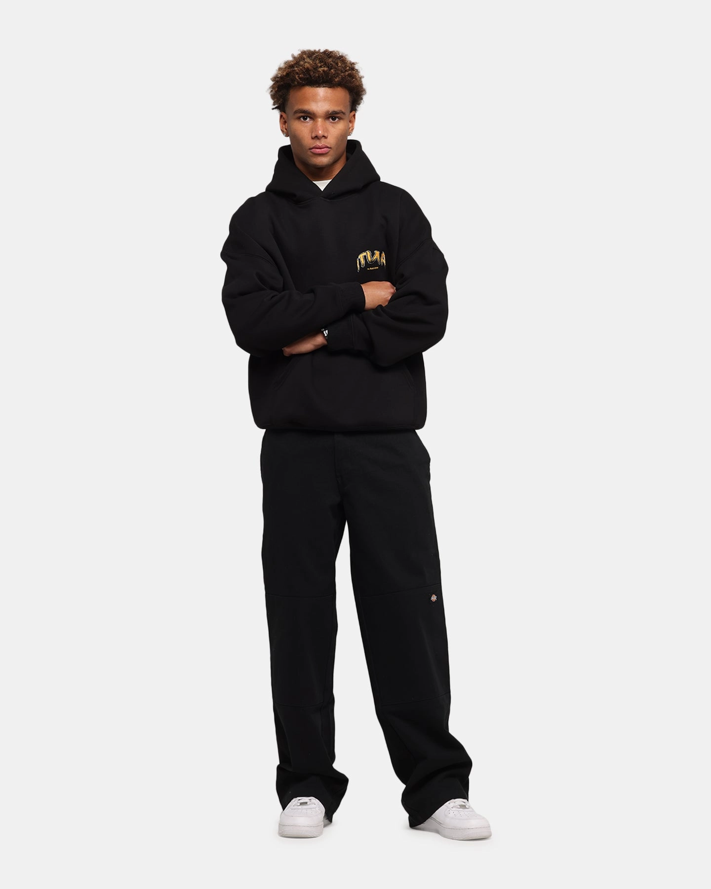 Travel Essential Shock Resistant The Anti Order Anti Collegate Boxy Hoodie Black