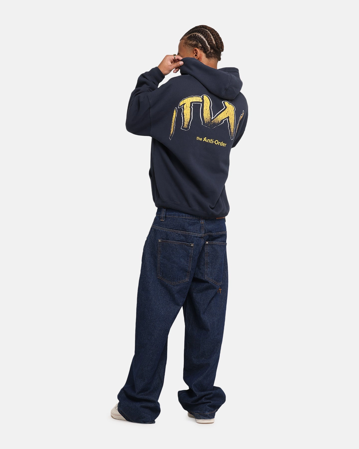 The Anti Order Anti Collegate Boxy Hoodie Navy QuickRelease Closure Layer Smooth