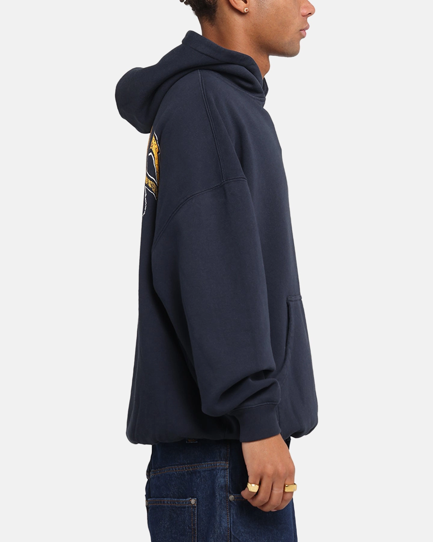 The Anti Order Anti Collegate Boxy Hoodie Navy Flex Fit Armholes