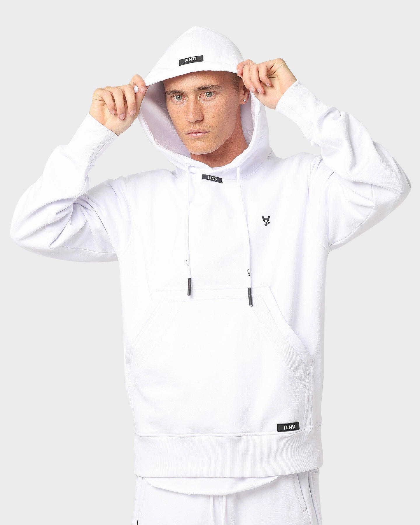Hooded style Magnetic Closure Details The Anti Order Anti Essential Hoodie Vintage White
