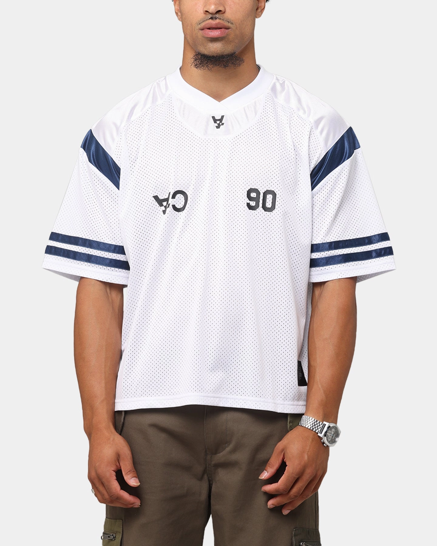 The Anti Order Anti Finals Jersey White/Navy 4 Way Stretch Jacquard Knit