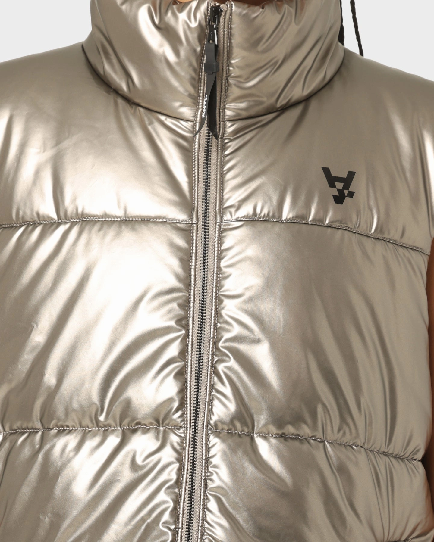 Eye - Catching Stand Collar The Anti Order Anti Joy Puffer Vest Pewter