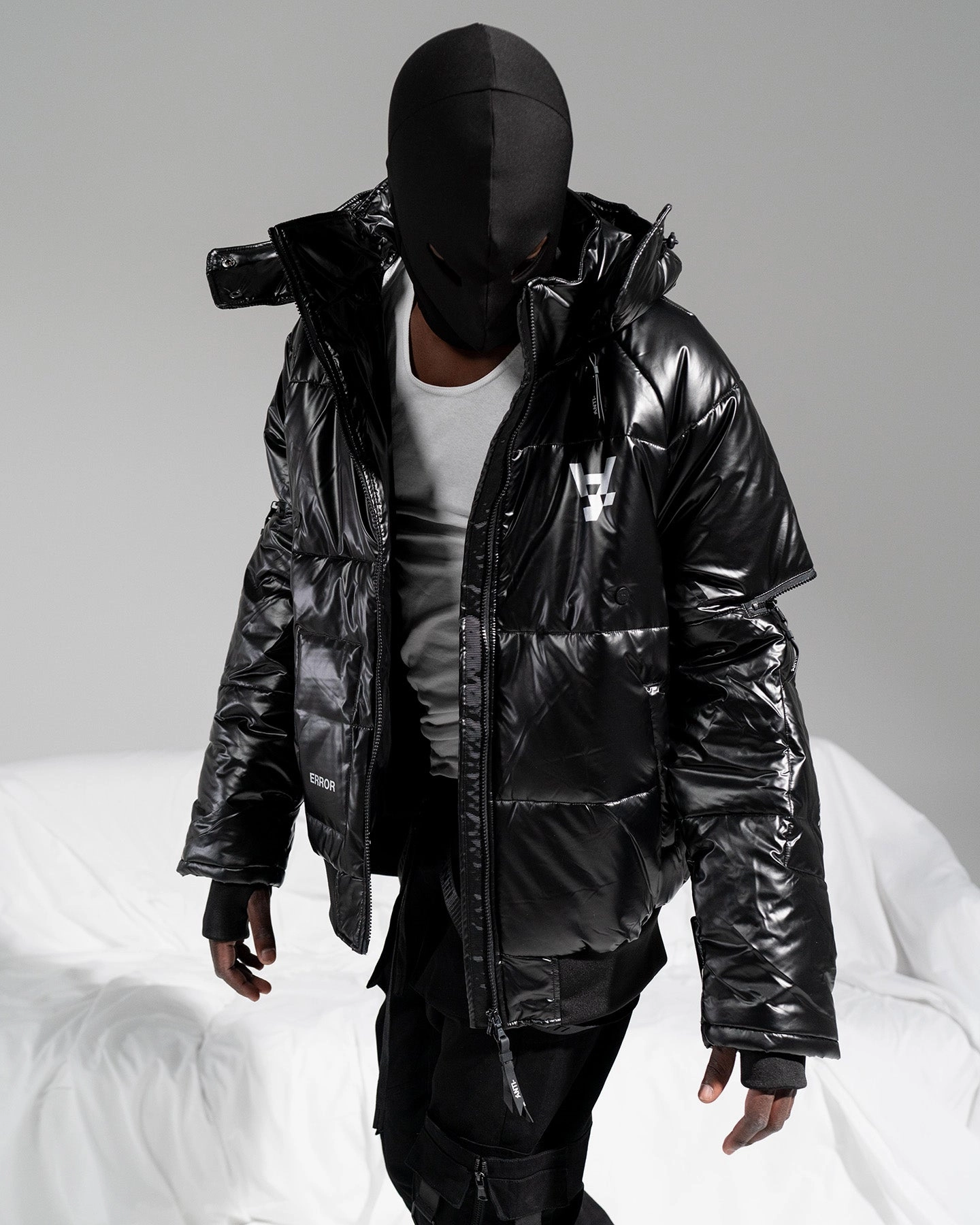The Anti Order Anti Joy Technical Puffer Jacket Black/Silver Status Double Stitched Seams
