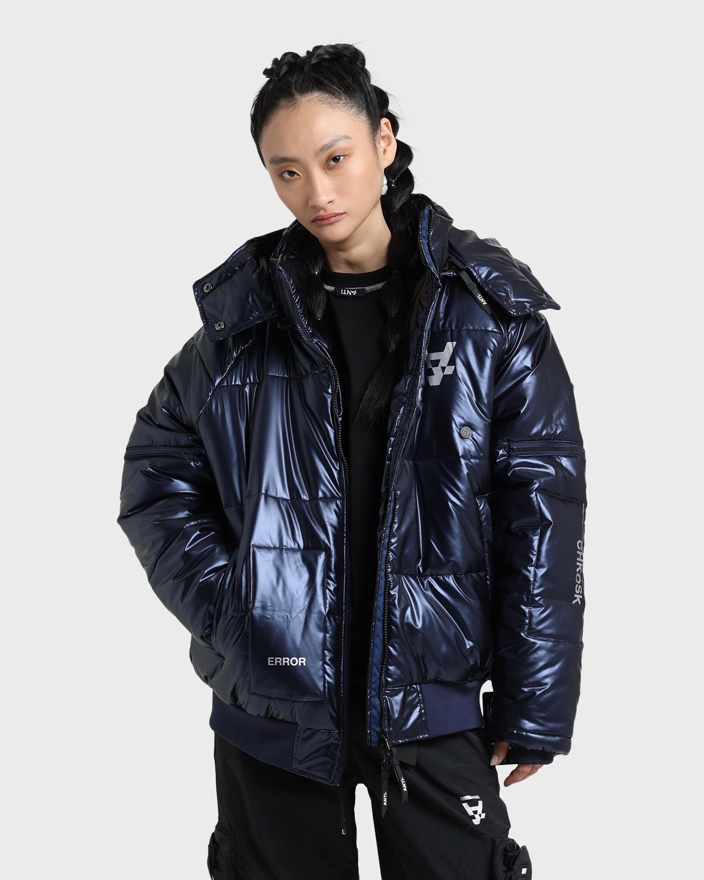 Recycled Material colorful The Anti Order Anti Joy Technical Puffer Jacket Dark Navy