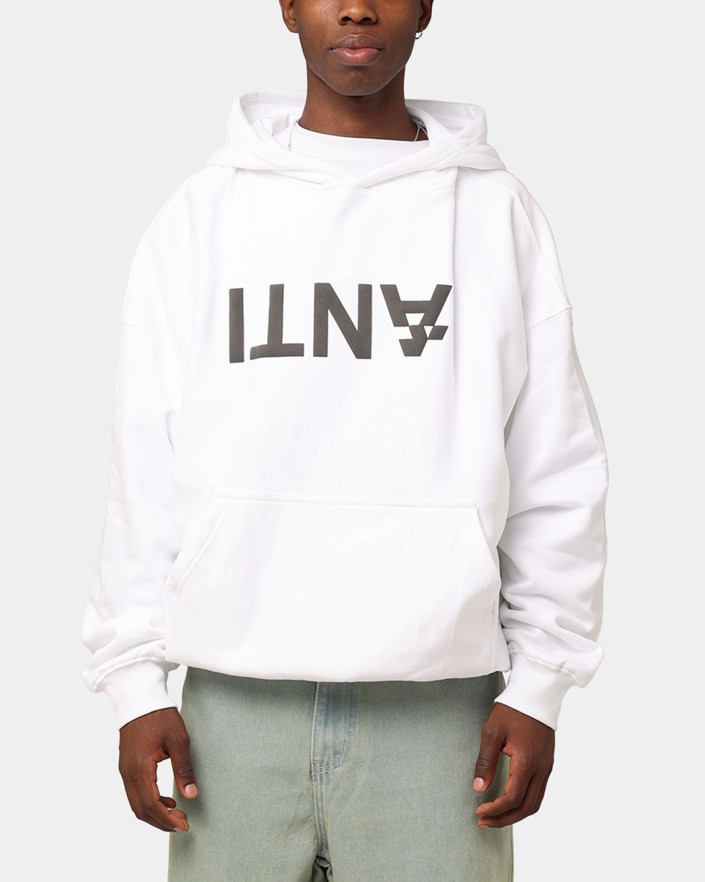 The Anti Order Anti Logo Boxy Hoodie White neutral - colored