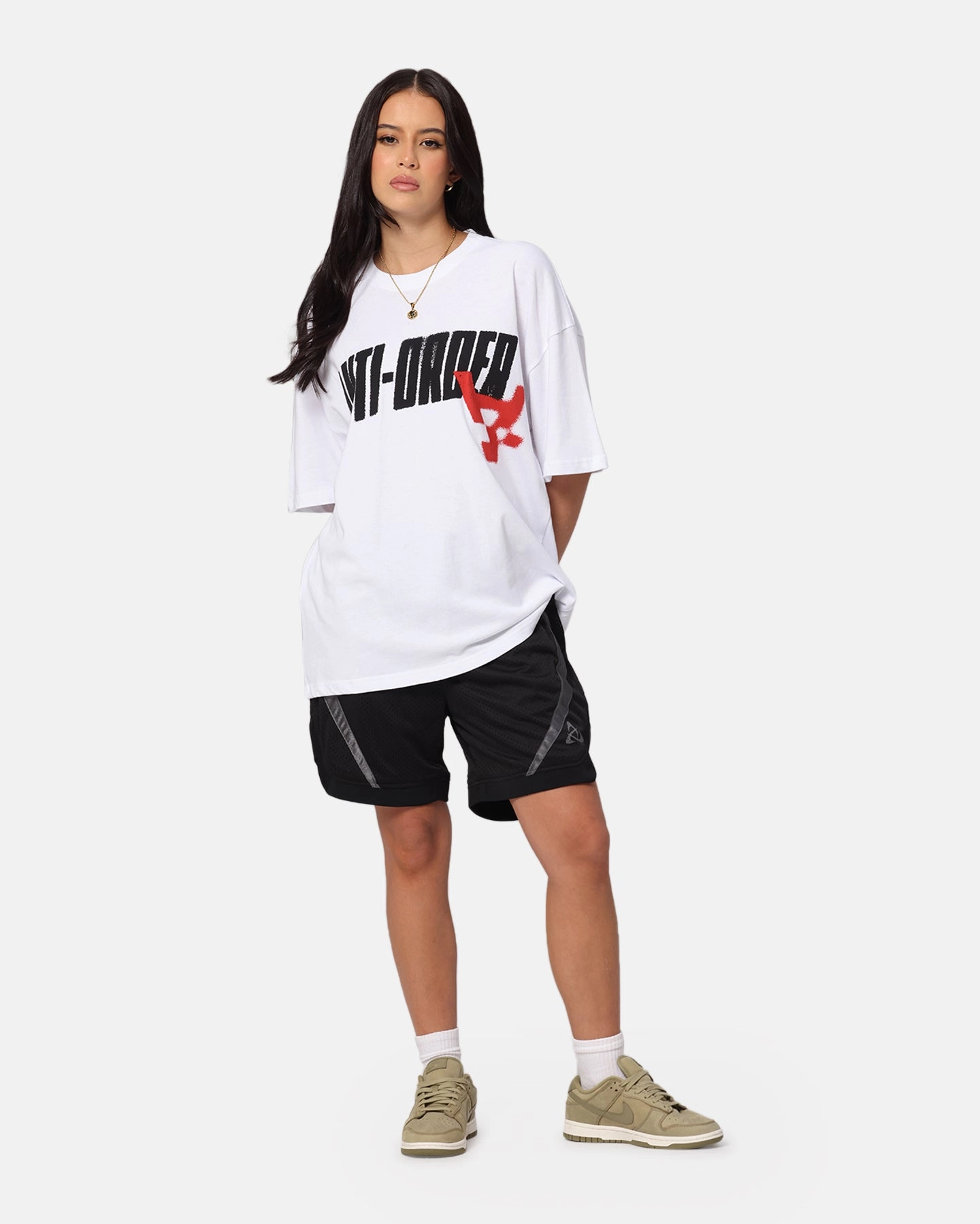 Comfy Vibes The Anti Order Anti Stacked Drop Shoulder T-Shirt White