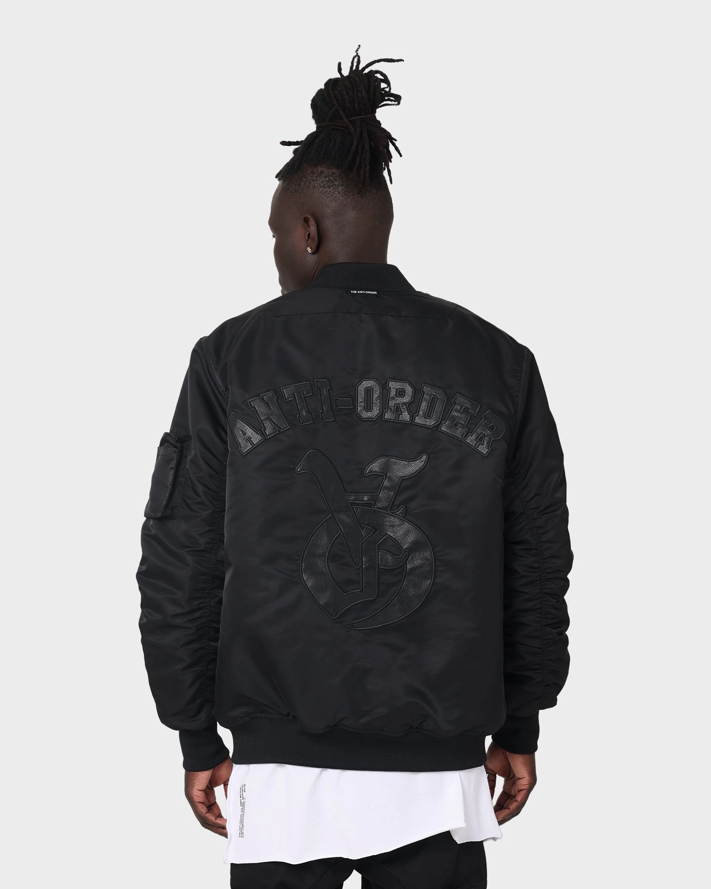 Flexible Quilted Panels The Anti Order Antidote Oversized Bomber Jacket Black/Black