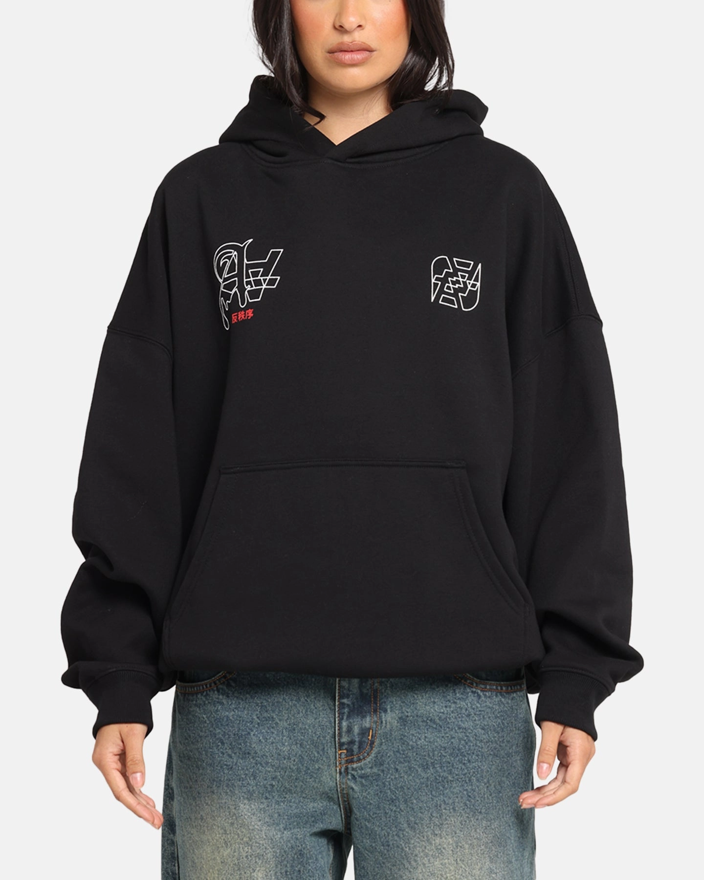 The Anti Order Arcade Boxy Hoodie Black suitable for sunny days