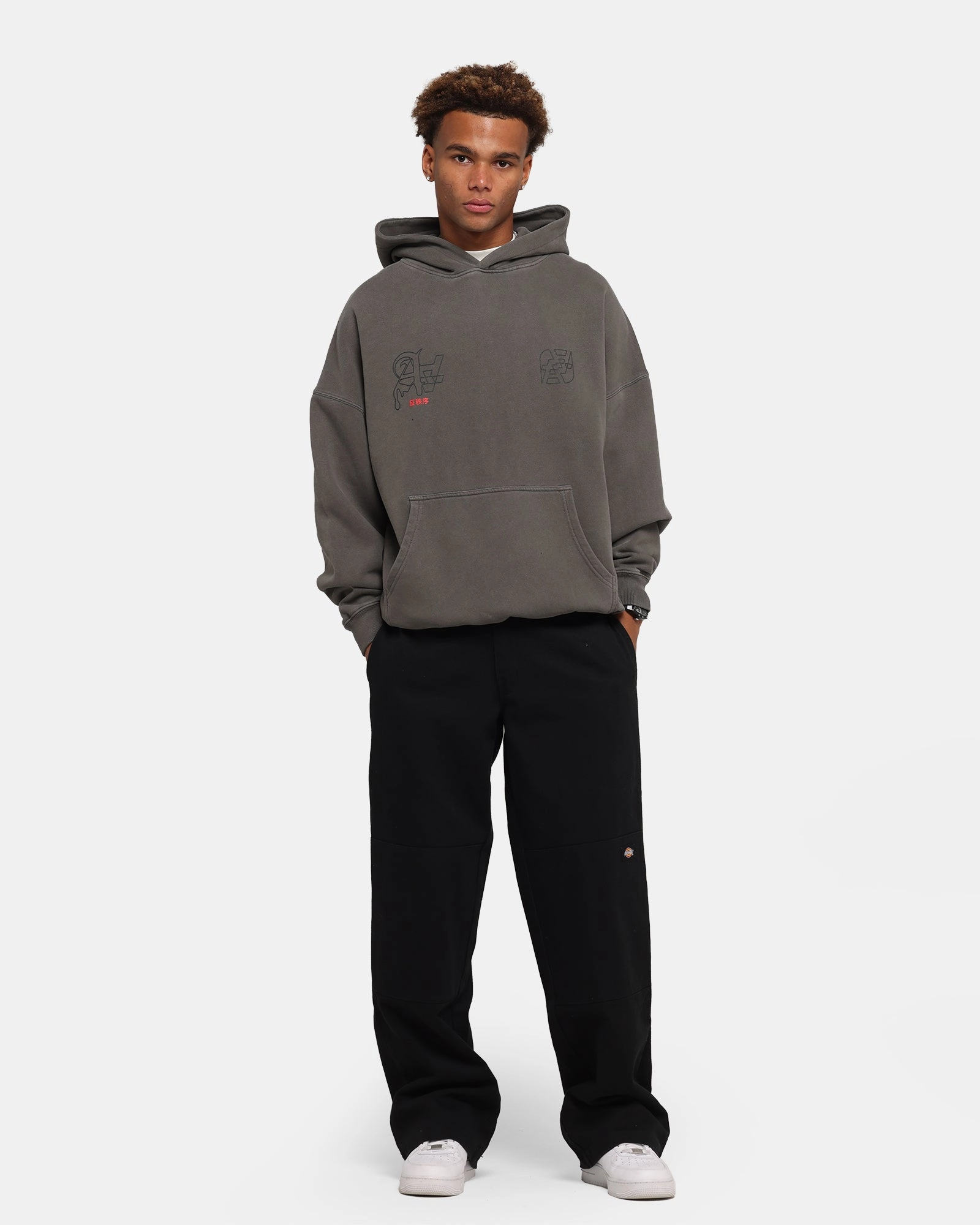 High Stretch Material AntiPilling Surface The Anti Order Arcade Boxy Hoodie Washed Charcoal