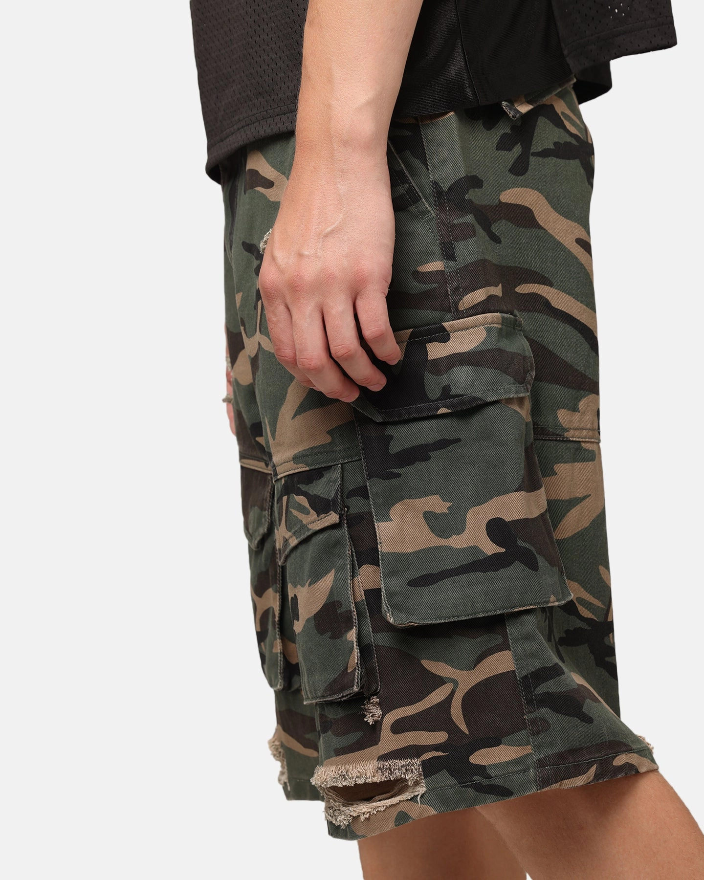 The Anti Order Artillery Baggy Cargo Shorts Woodland Camo Slip Resistant Inner Lining