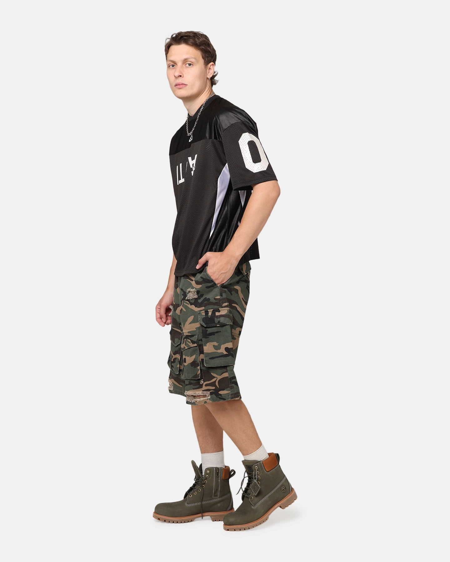 Noise Free Fabric The Anti Order Artillery Baggy Cargo Shorts Woodland Camo