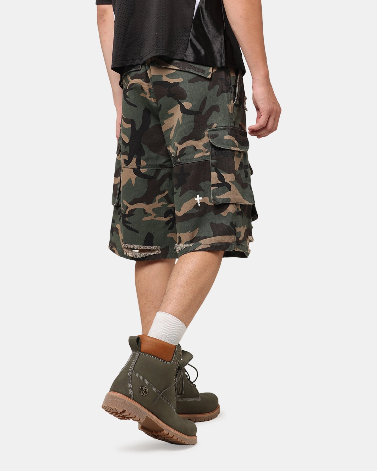 The Anti Order Artillery Baggy Cargo Shorts Woodland Camo OdorControlTech