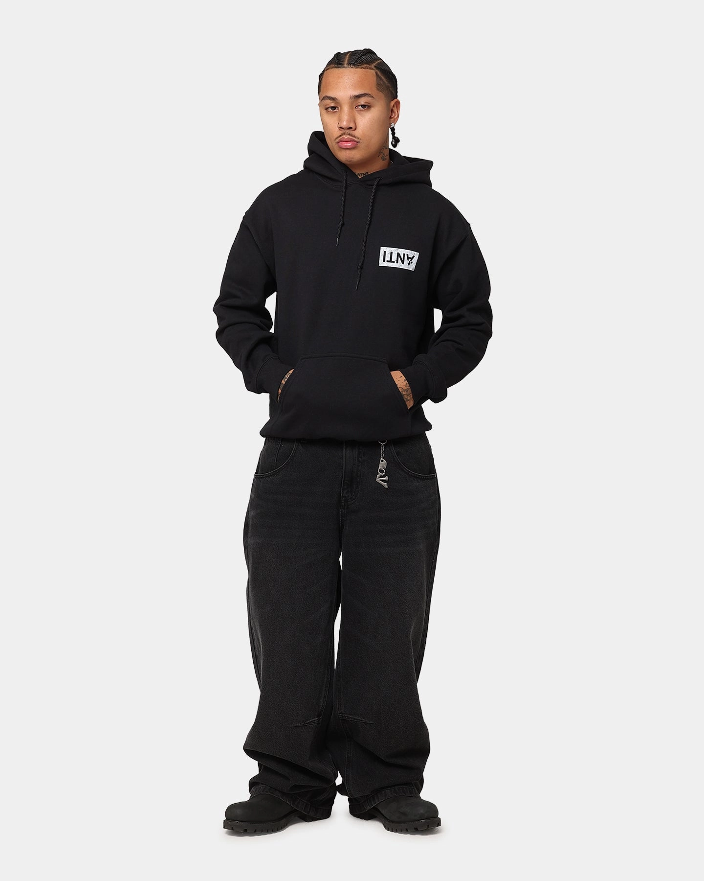 chest pockets The Anti Order Azero College Hoodie Black/White