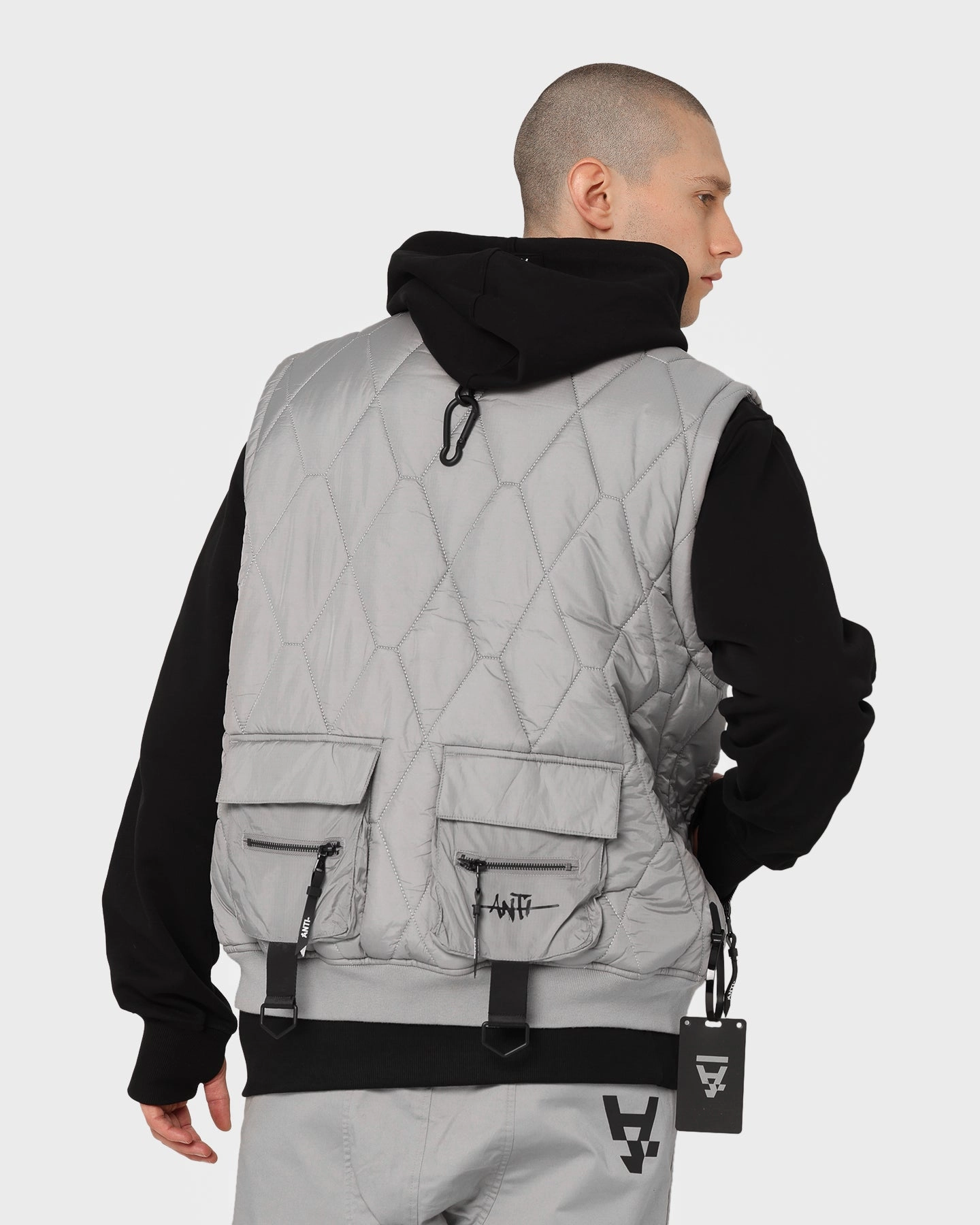 concert - goers Windproof Jacket The Anti Order CHKDSK Tactical Vest Ice Grey