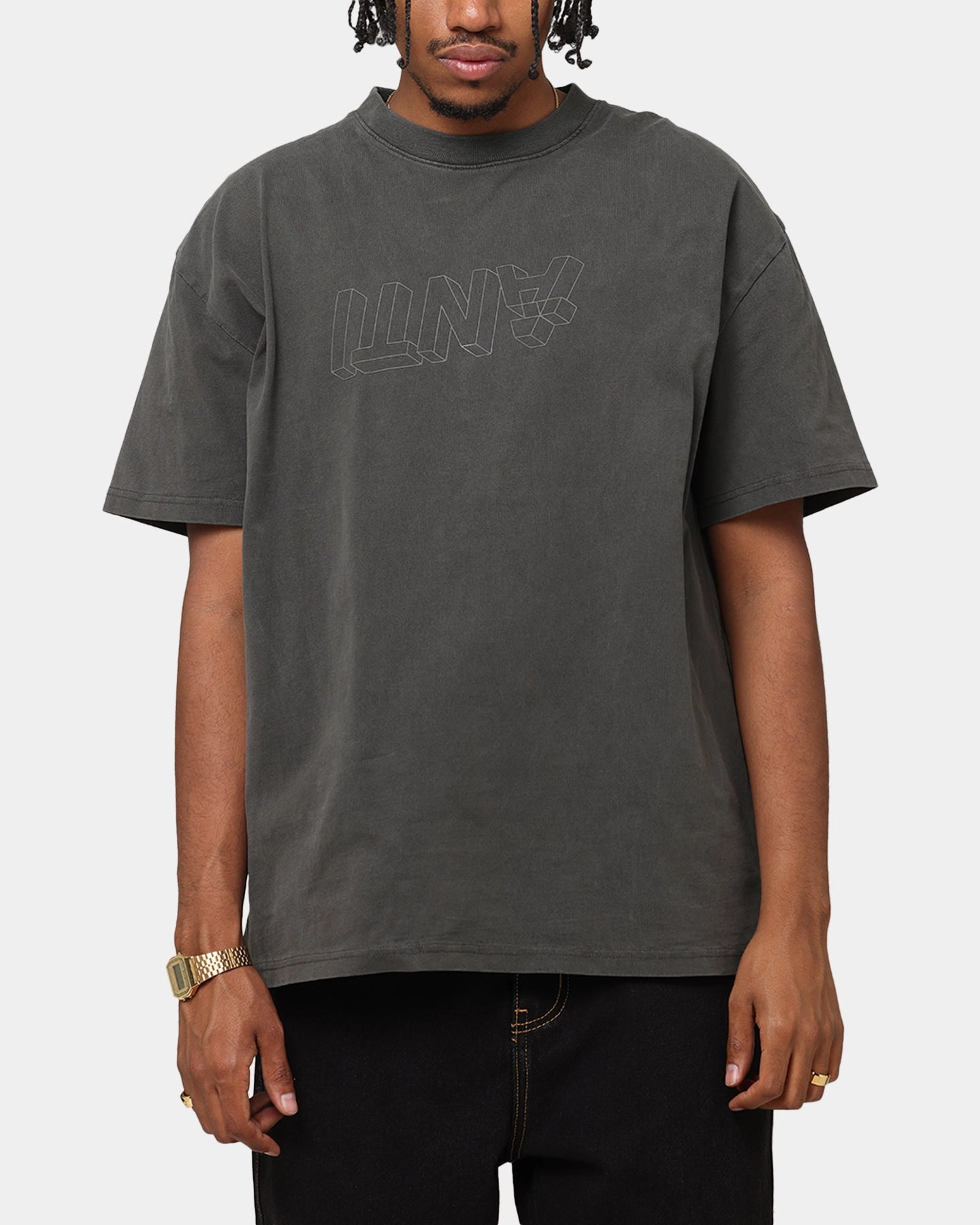 Sporty Vibe City Smart Look The Anti Order Dimension Boxy T-Shirt Black Wash