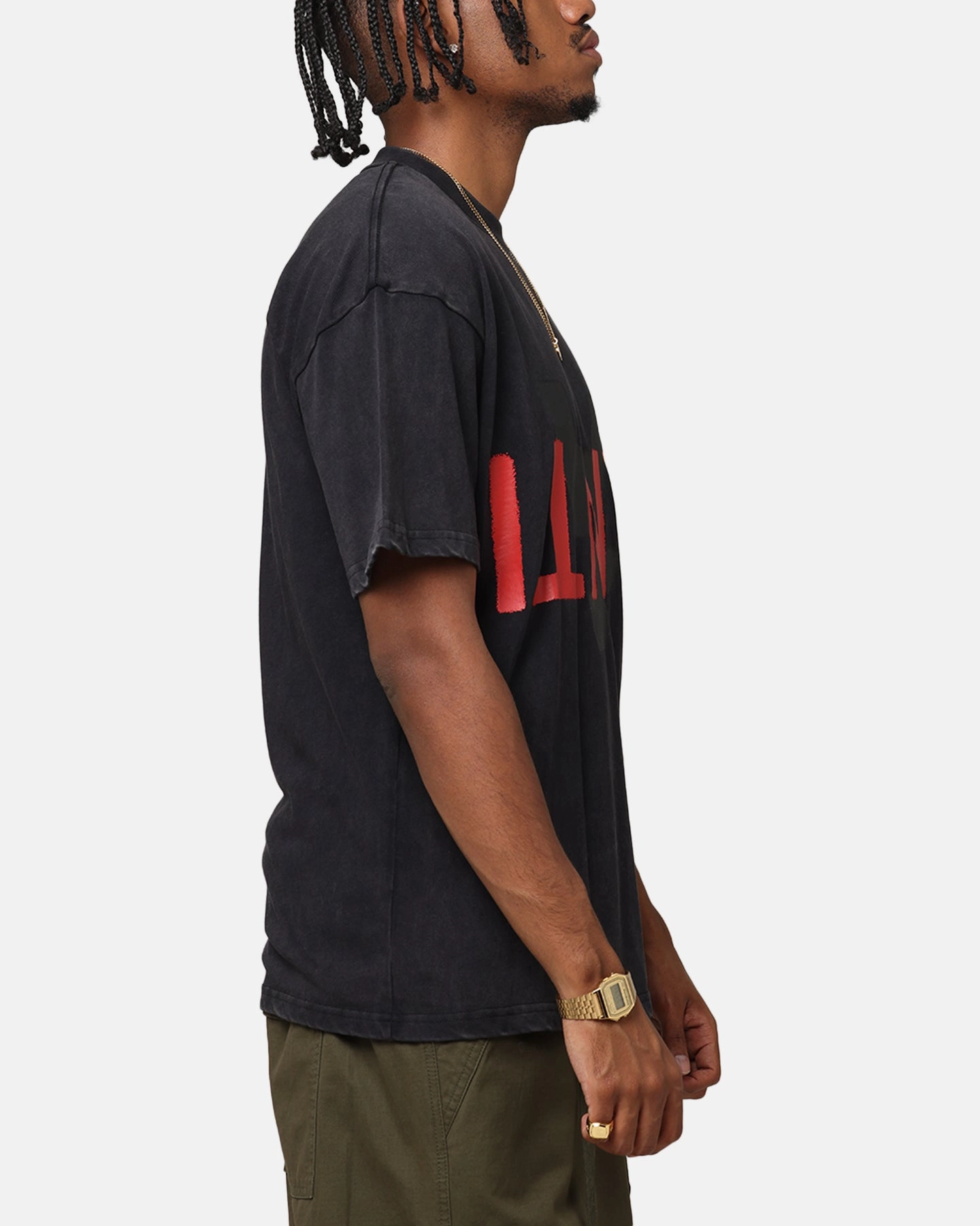 The Anti Order Echo Spray Drop Shoulder T-Shirt Black Acidwash Short sleeved breeziness Soft Finish