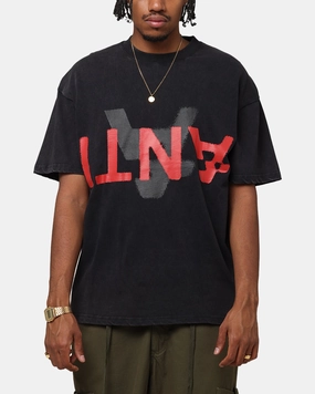 The Anti Order Echo Spray Drop Shoulder T-Shirt Black Acidwash Street Style Trend