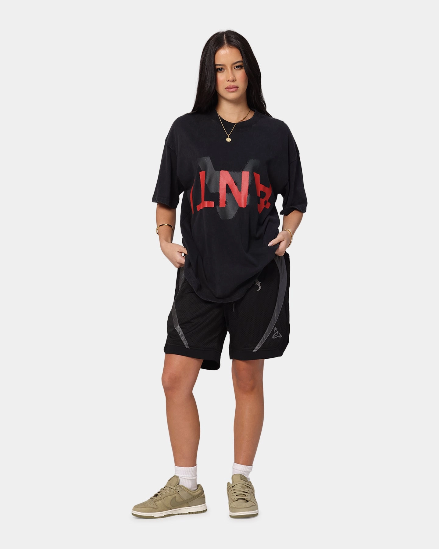 Comfy Apparel The Anti Order Echo Spray Drop Shoulder T-Shirt Black Acidwash