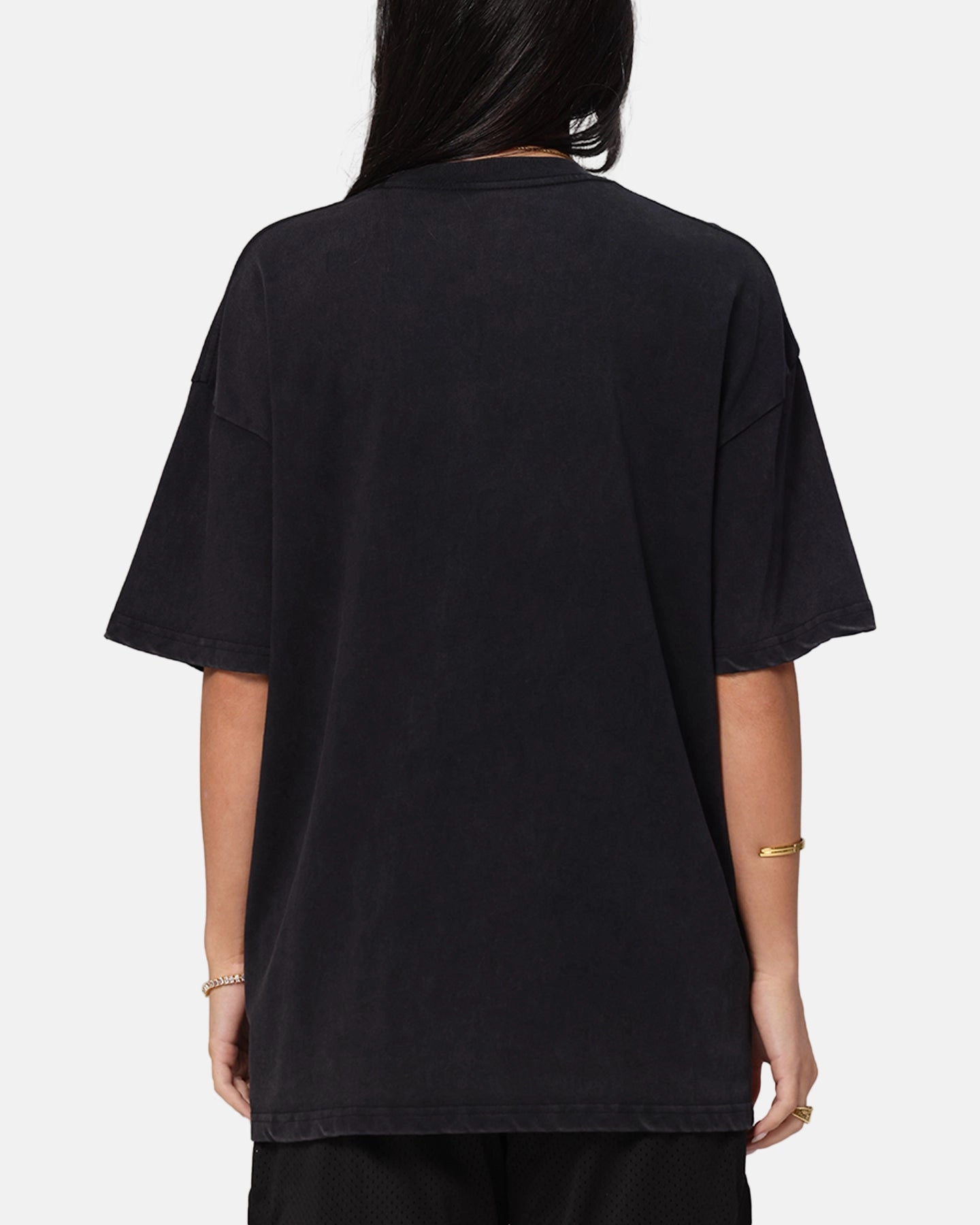 The Anti Order Echo Spray Drop Shoulder T-Shirt Black Acidwash City Fashion Look