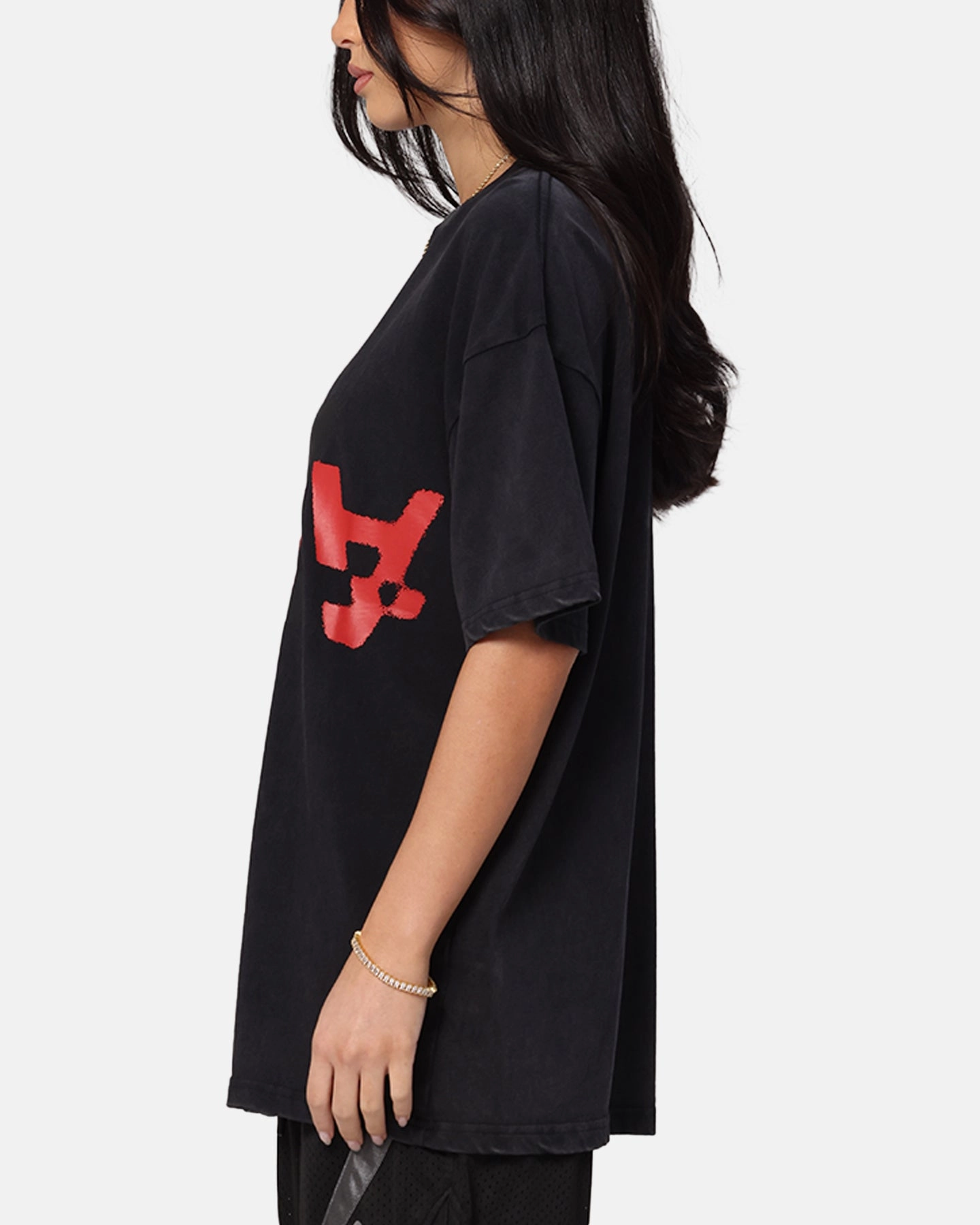 Comfortable Piece The Anti Order Echo Spray Drop Shoulder T-Shirt Black Acidwash