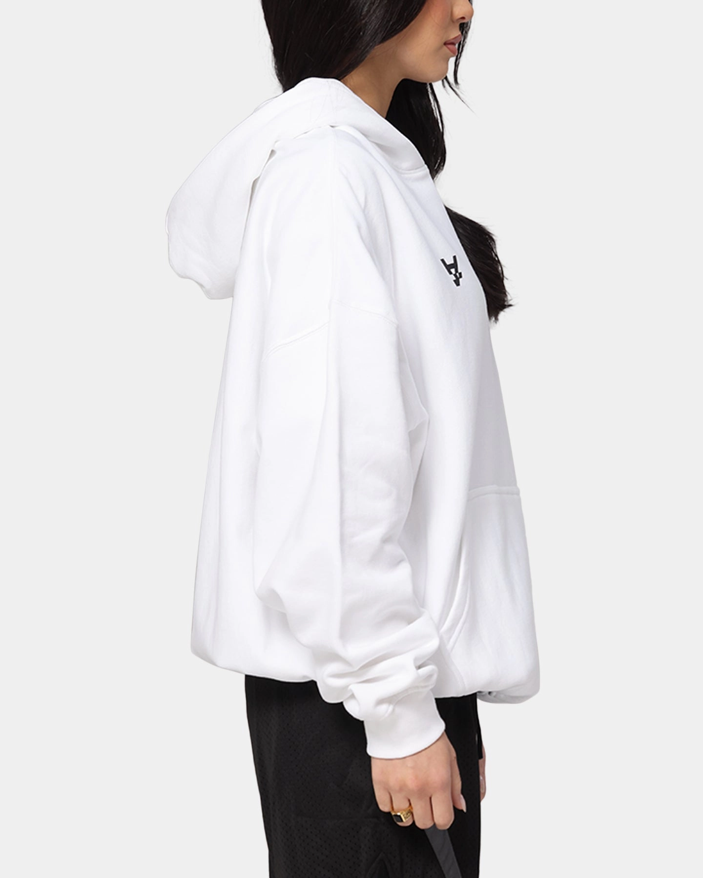 Articulated Sleeve Cut The Anti Order Freedom Boxy Hoodie White