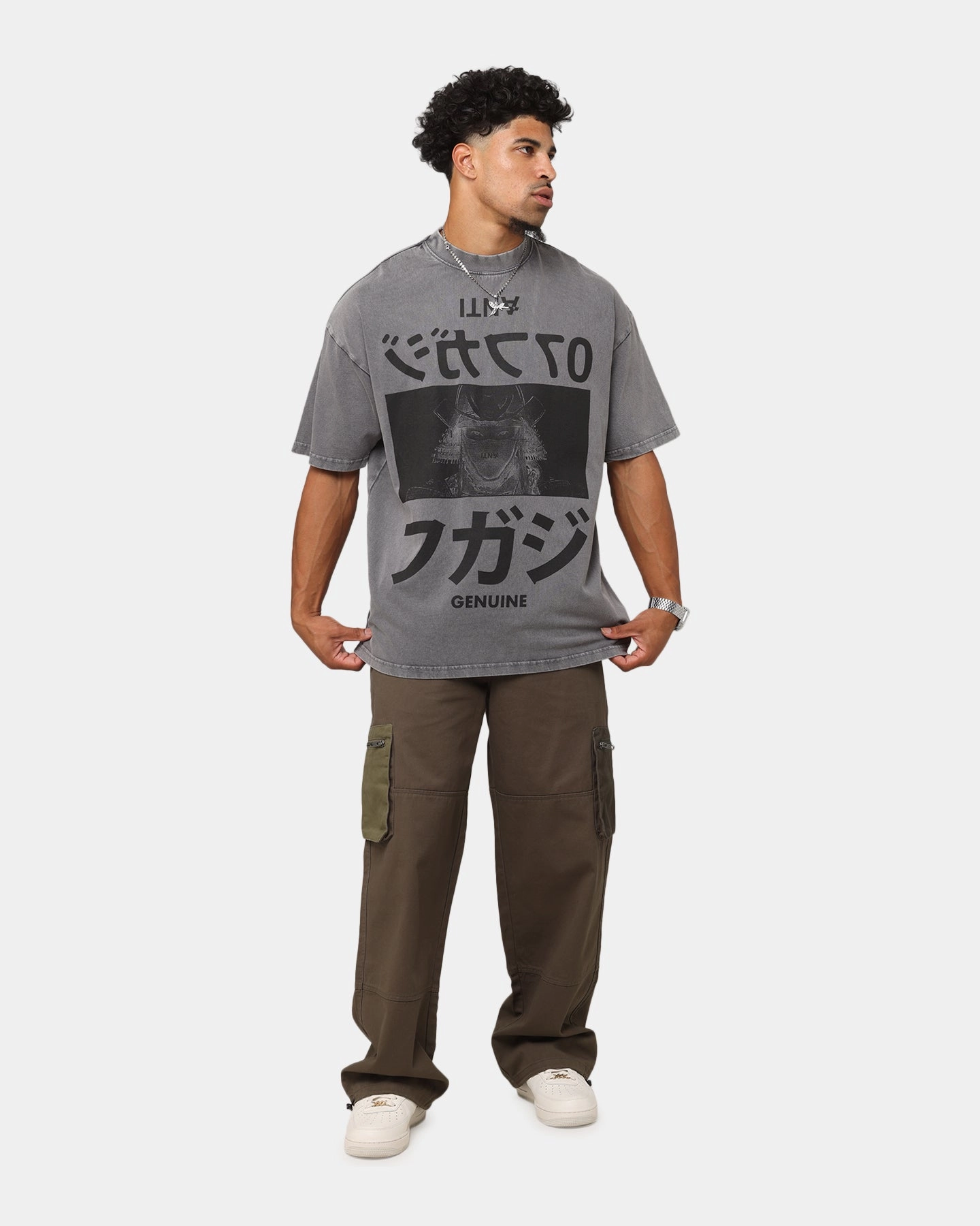 Sporty Appeal Comfortable Layering The Anti Order Genuine Fake Mock Neck T-Shirt Washed Charcoal