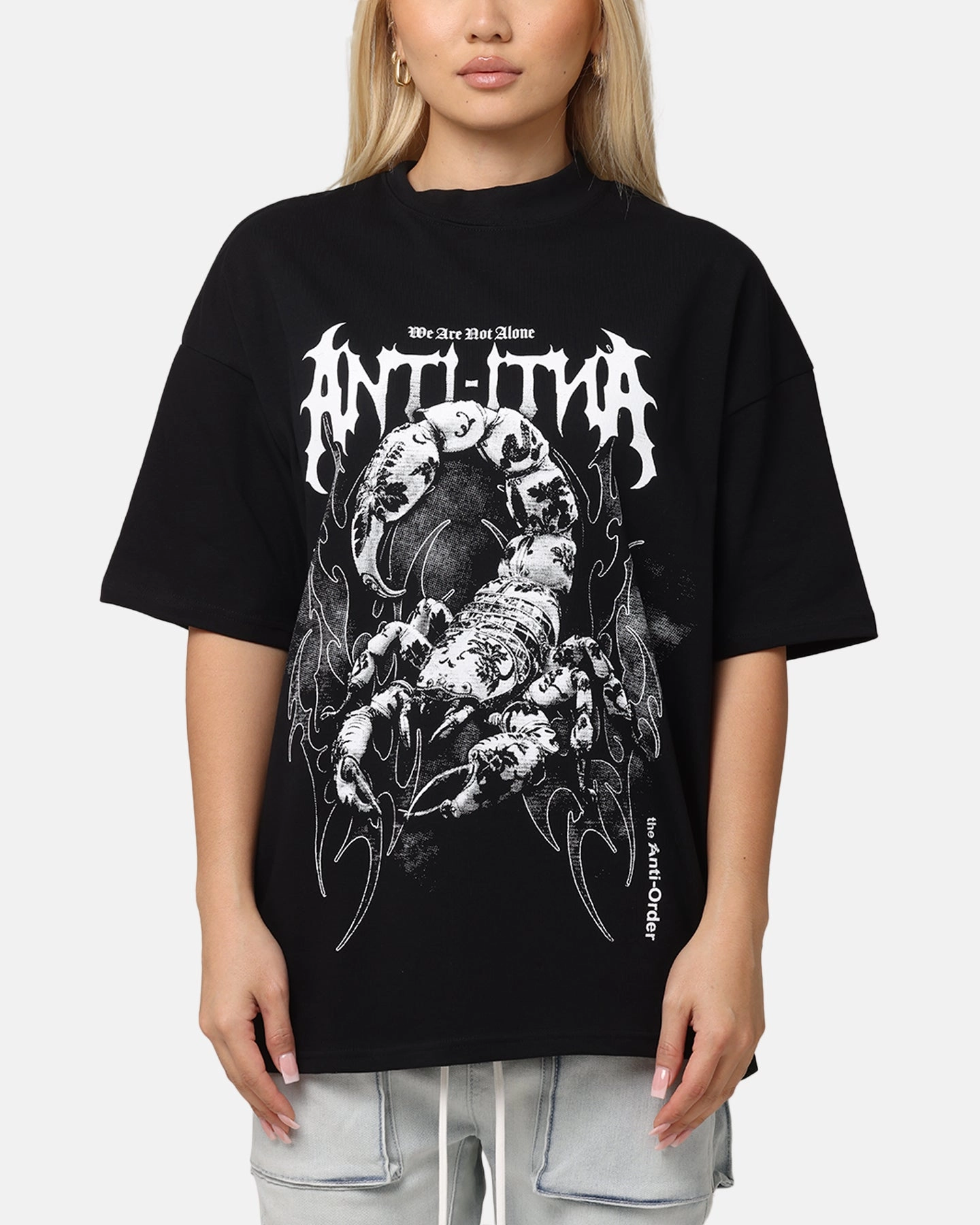 The Anti Order Invasion Mock Neck T-Shirt Black Soft and durable