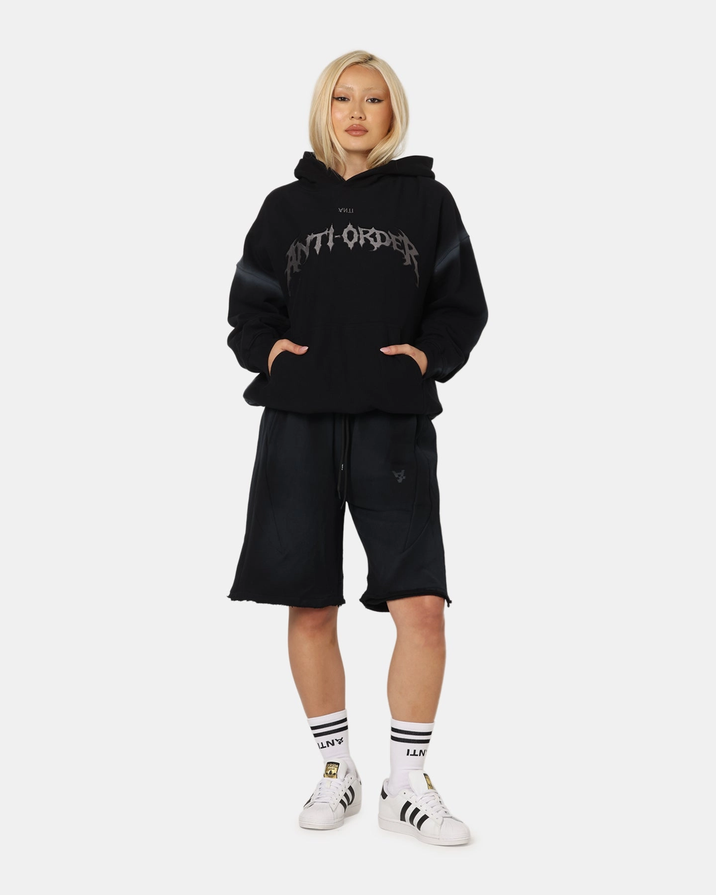 ConvertibleCollar The Anti Order Mosh Boxy Hoodie Sunfade Black/Grey