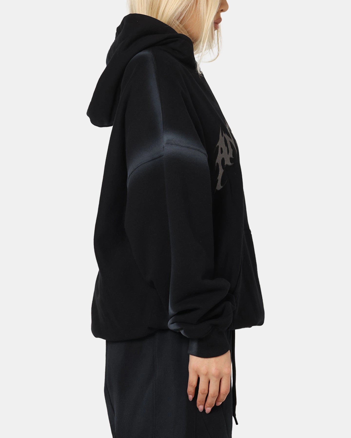 The Anti Order Mosh Boxy Hoodie Sunfade Black/Grey Abrasion Resistant Panels wedding guests