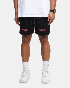 suede look Smart Look The Anti Order Post Season Basketball Shorts Black/Red