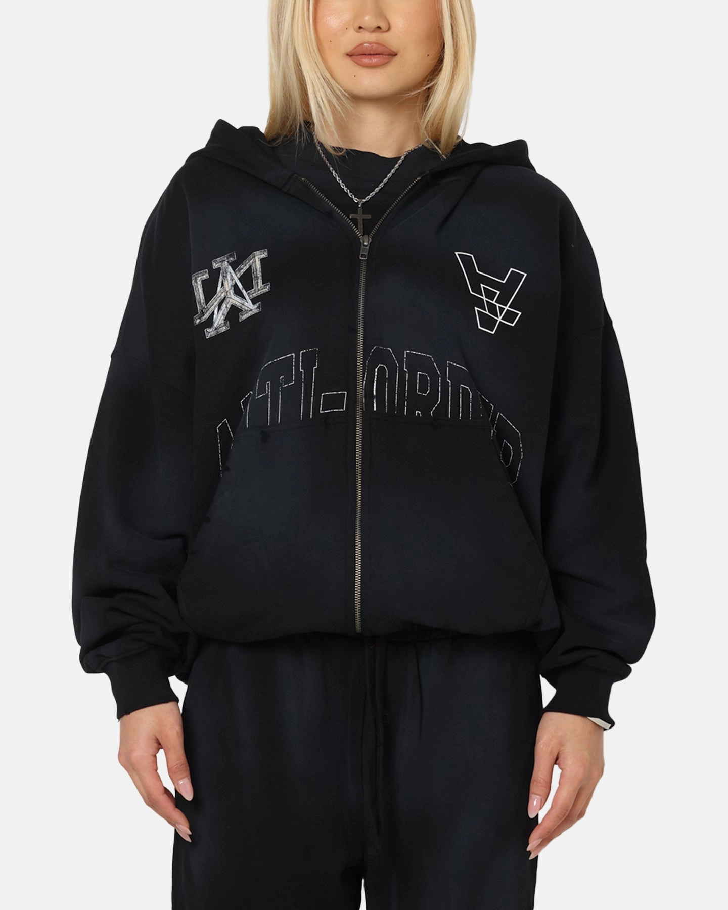 Red The Anti Order Post Season Zip Hoodie Sunfade Black