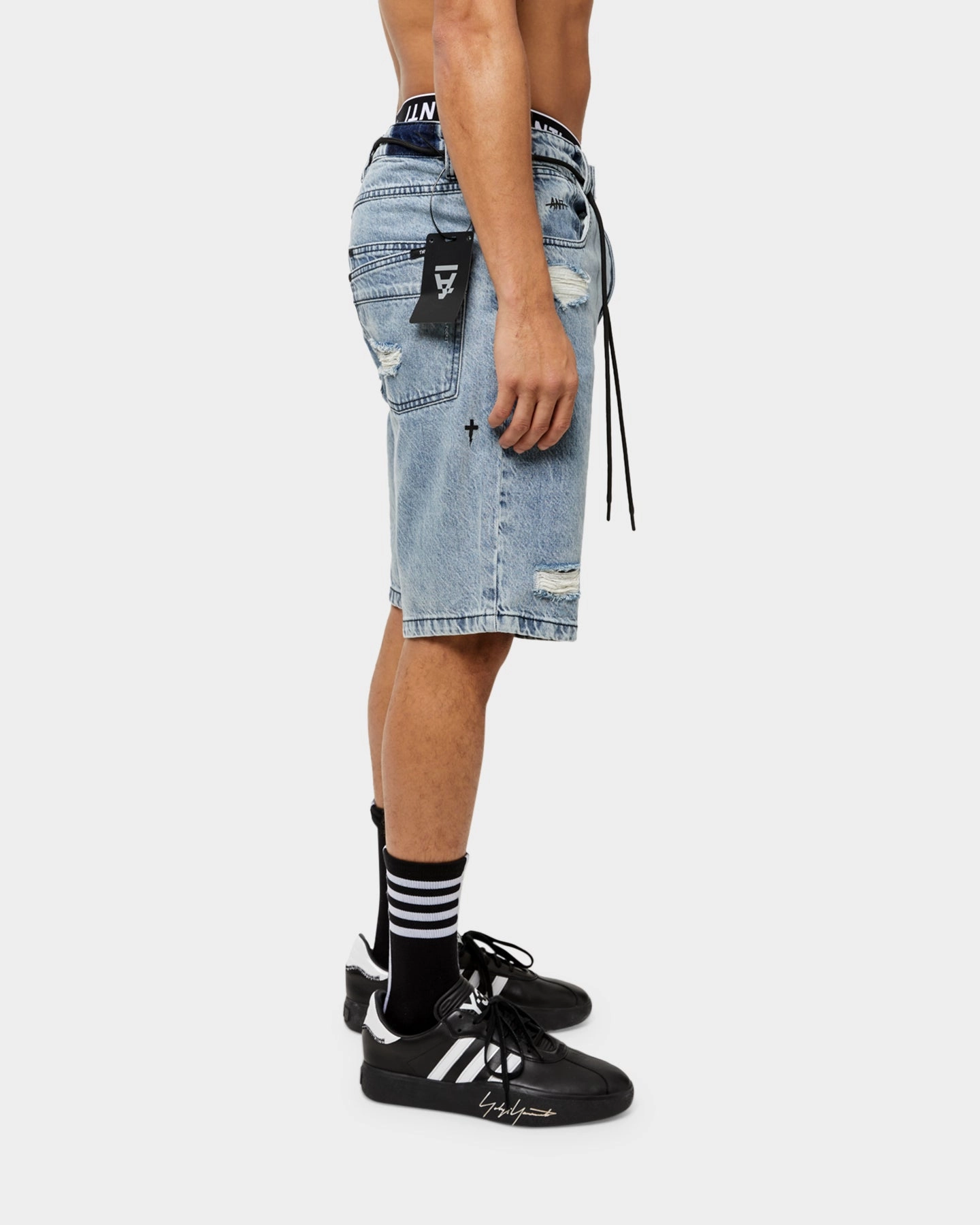 Modern Look The Anti Order Post War Denim Shorts Stone Wash Blue