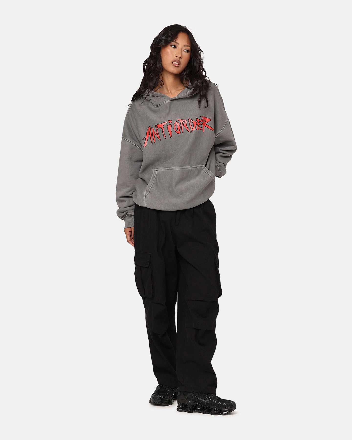 Magnetic Closure System The Anti Order Pseudo Premium Hoodie Washed Charcoal