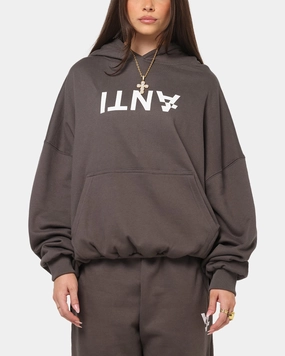 The Anti Order Reverse Logo Hoodie Charcoal Grey BondedFabric Schedule