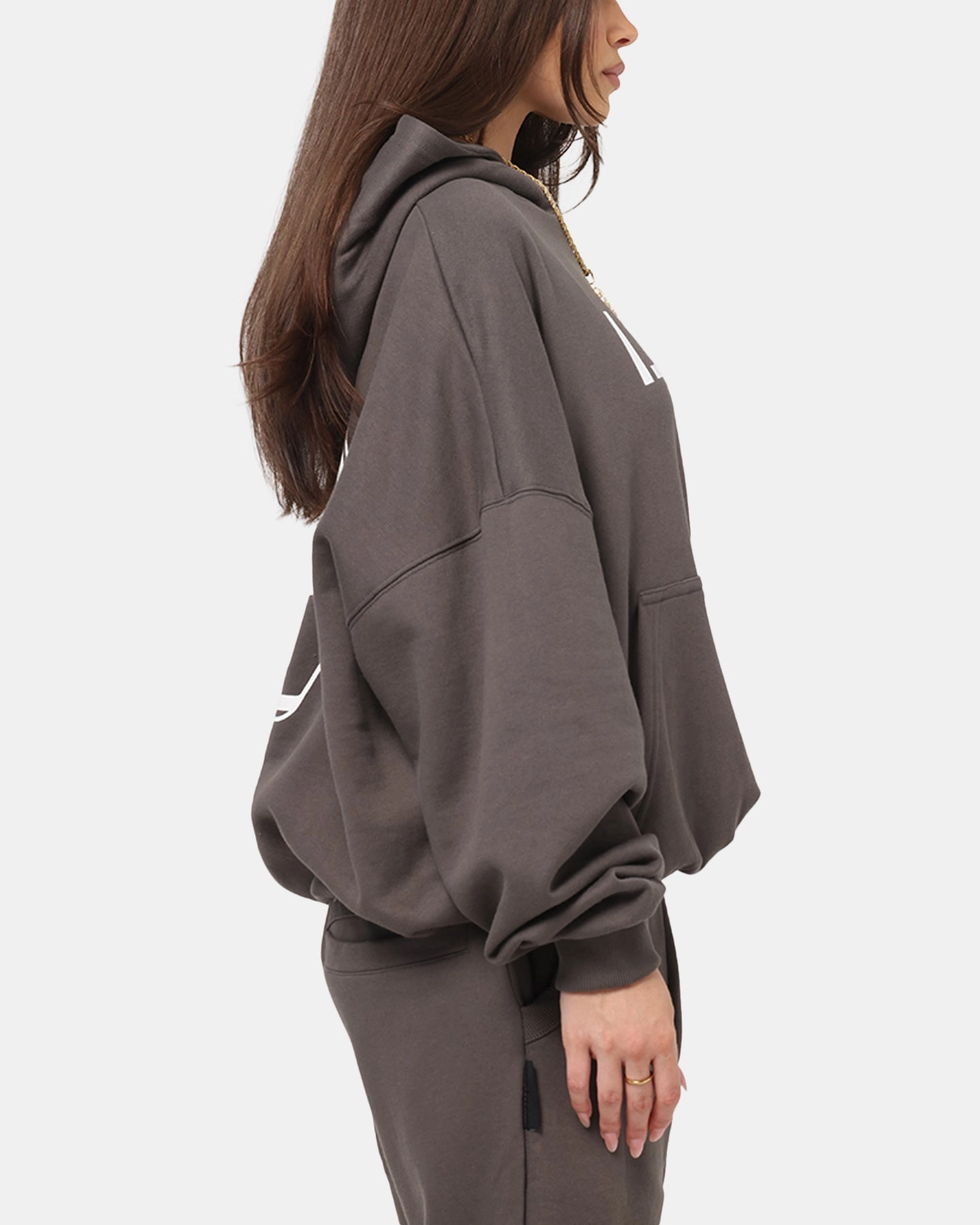 The Anti Order Reverse Logo Hoodie Charcoal Grey Stretchy