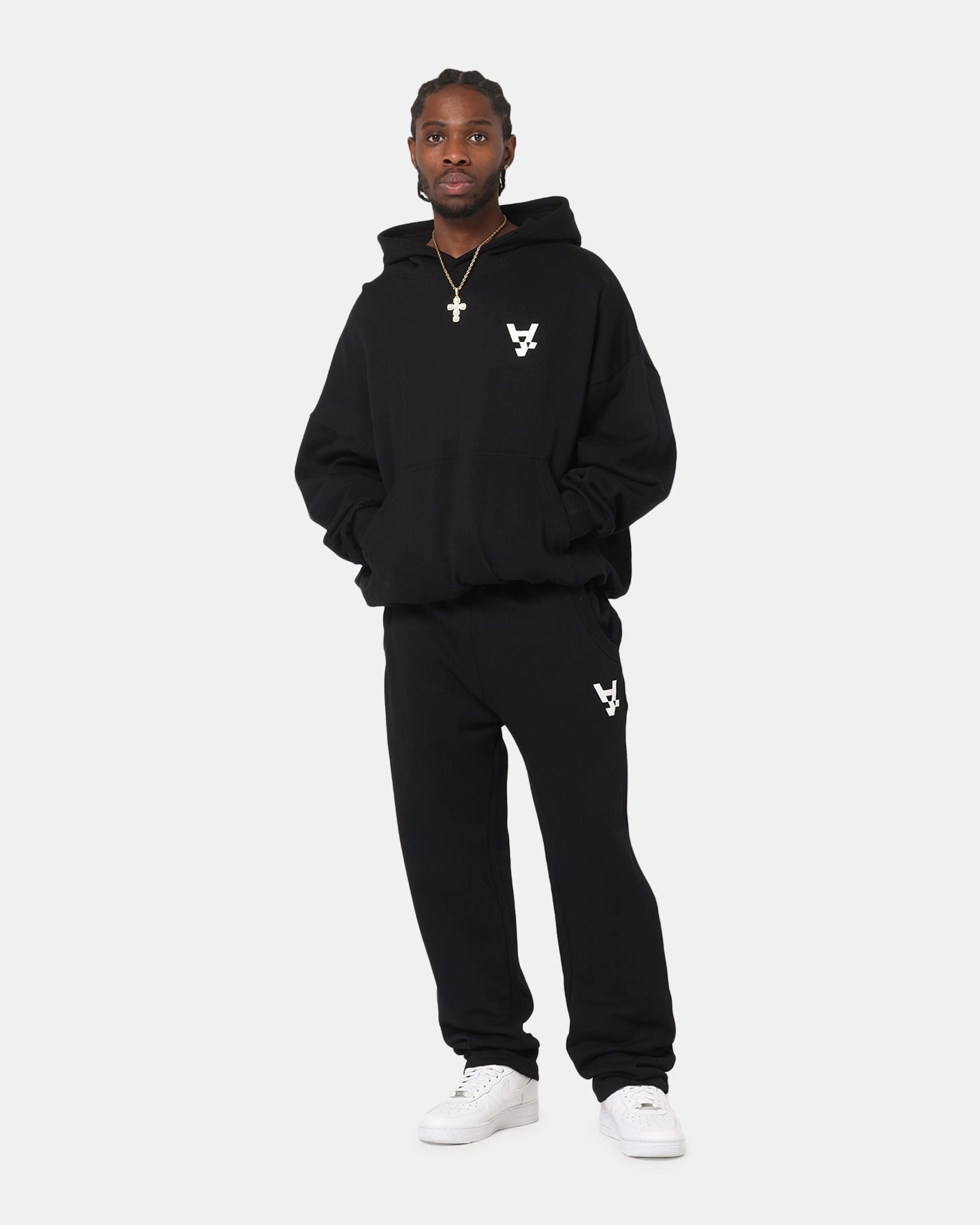 Comfortable Fit Look The Anti Order Reverse Logo Track Pants Black