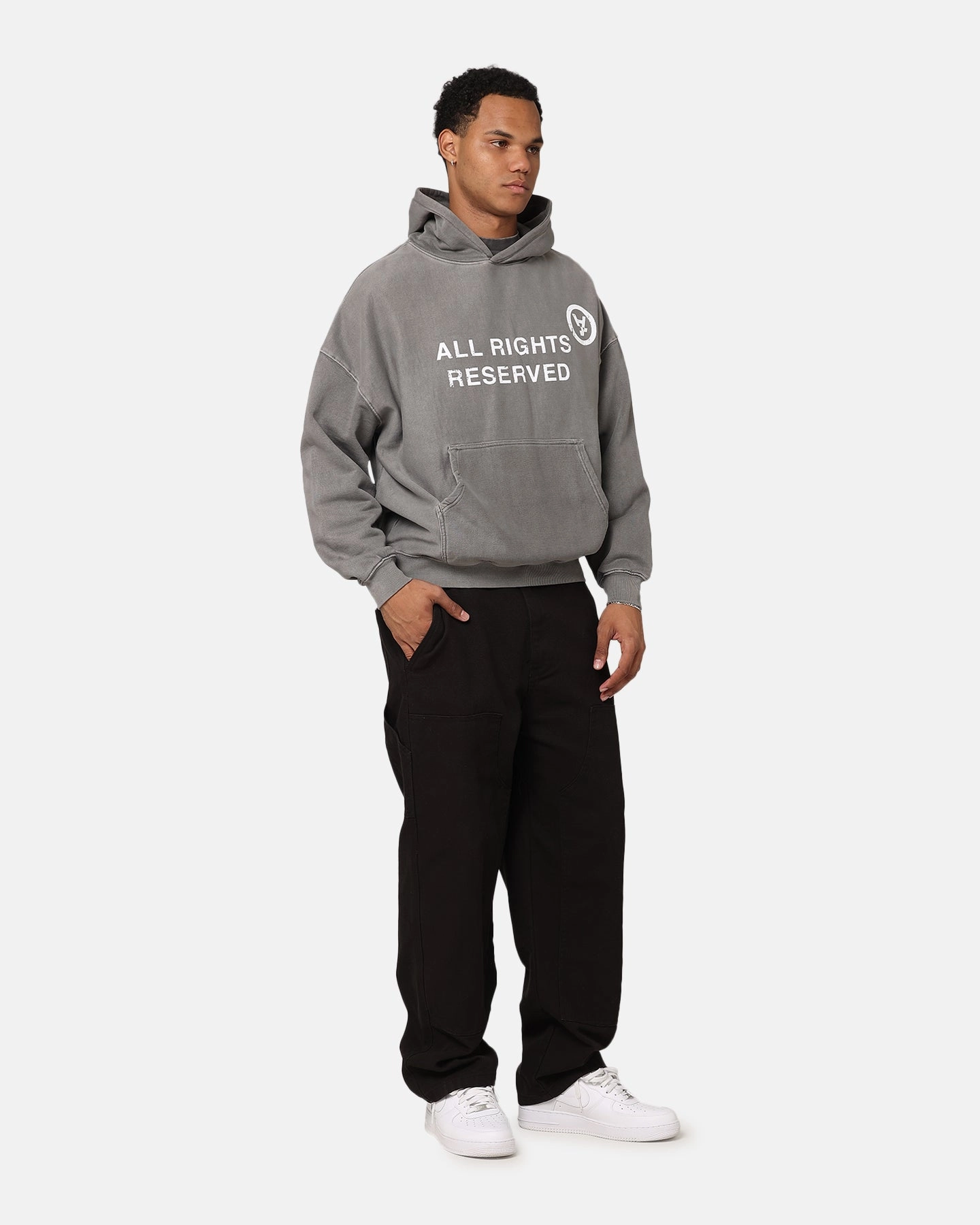 The Anti Order Rights Reserved Hoodie Washed Charcoal Quilted Lining