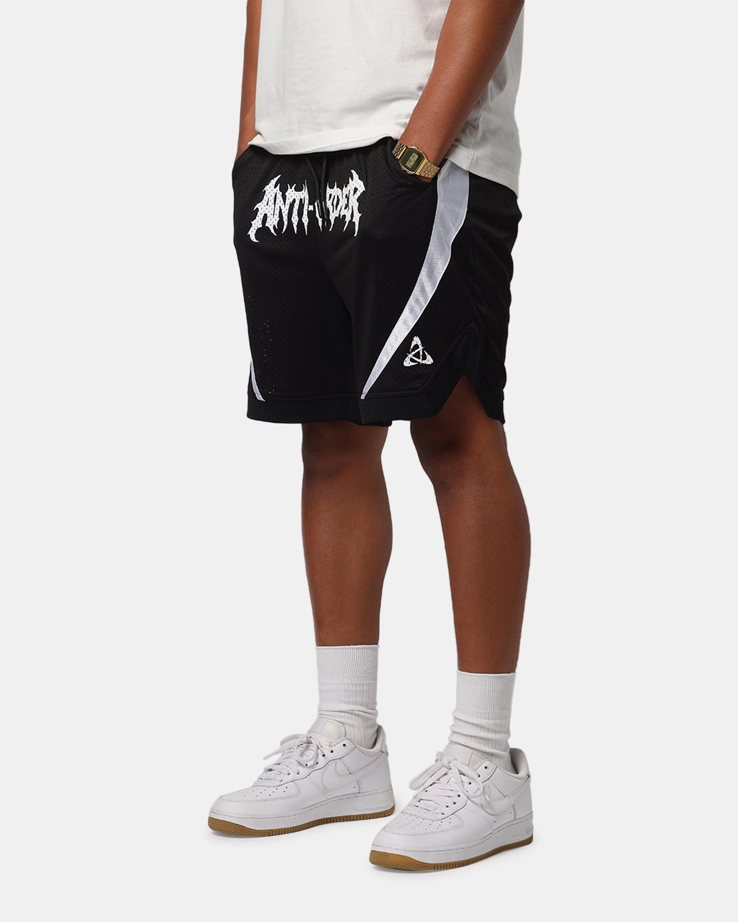 Double Layered Construction The Anti Order Sparta Mesh Basketball Shorts Black/White
